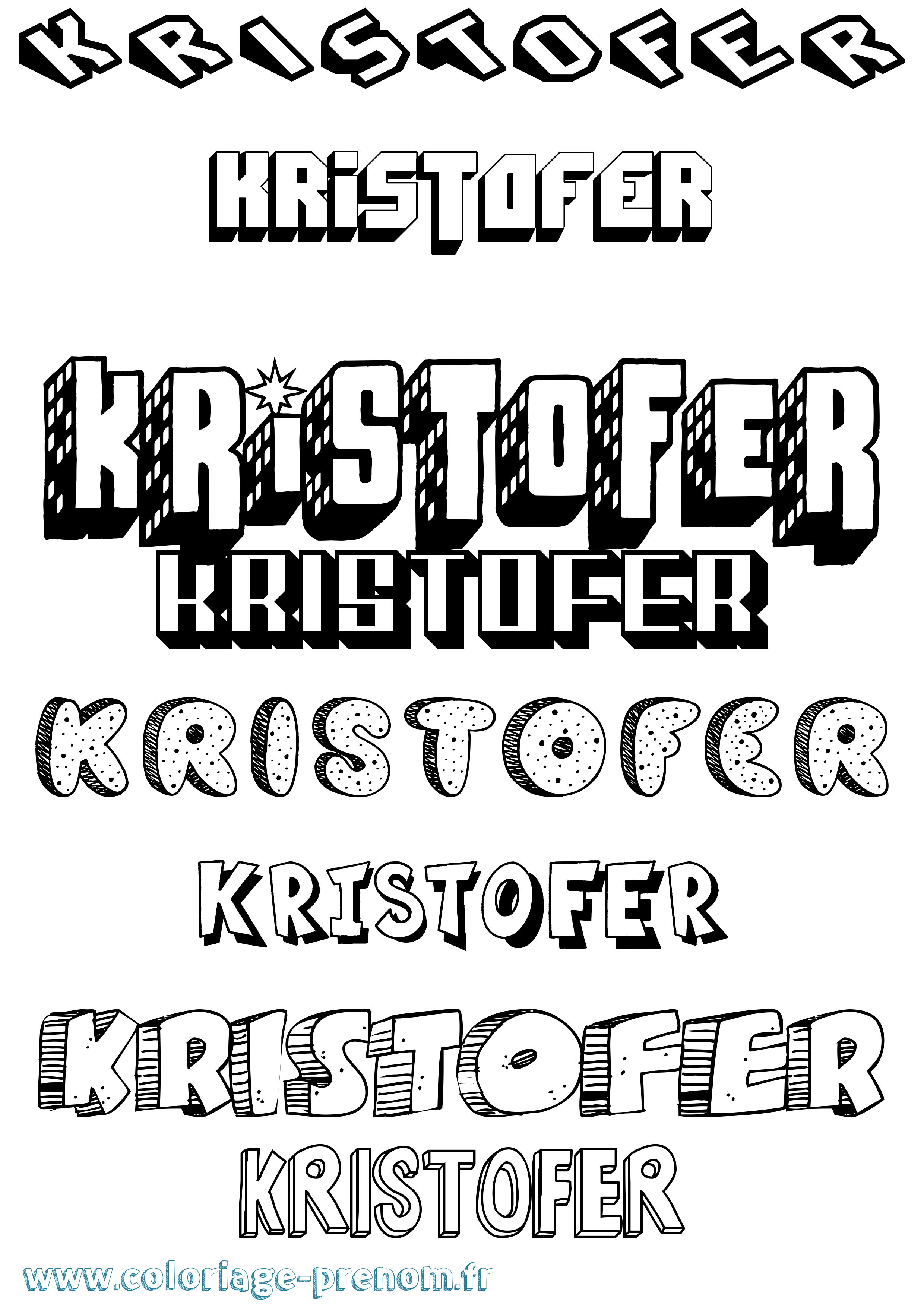 Coloriage Kristofer Effet 3D Coloriage prénom Kristofer Effet 3D