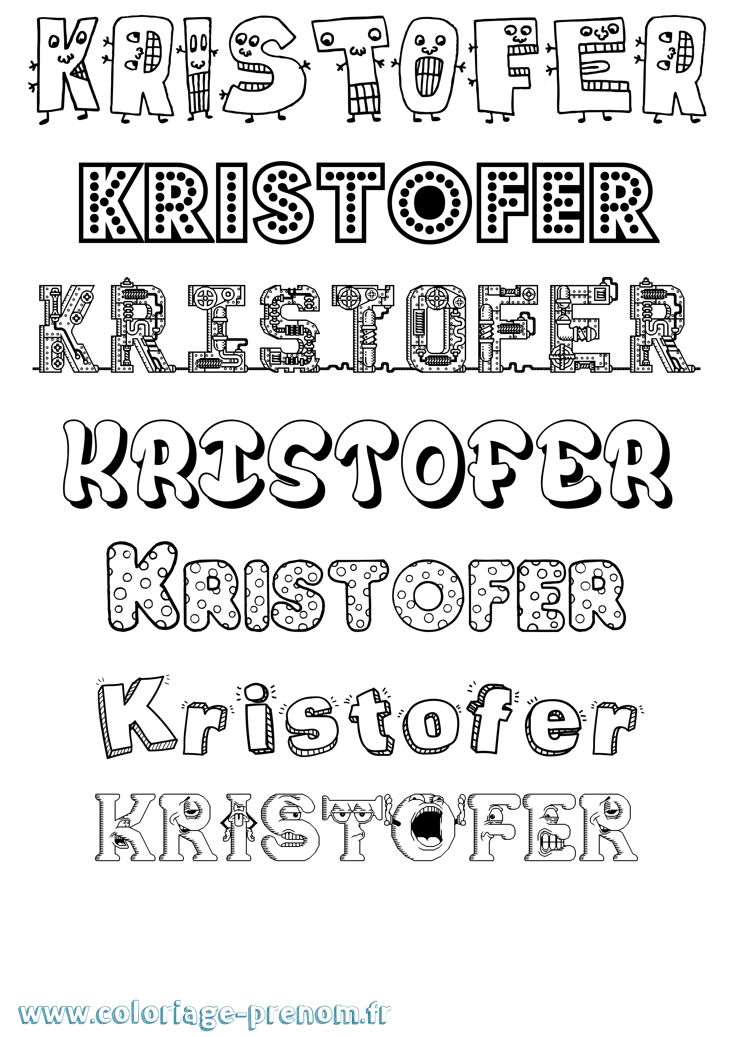 Coloriage Kristofer Fun Coloriage prénom Kristofer Fun
