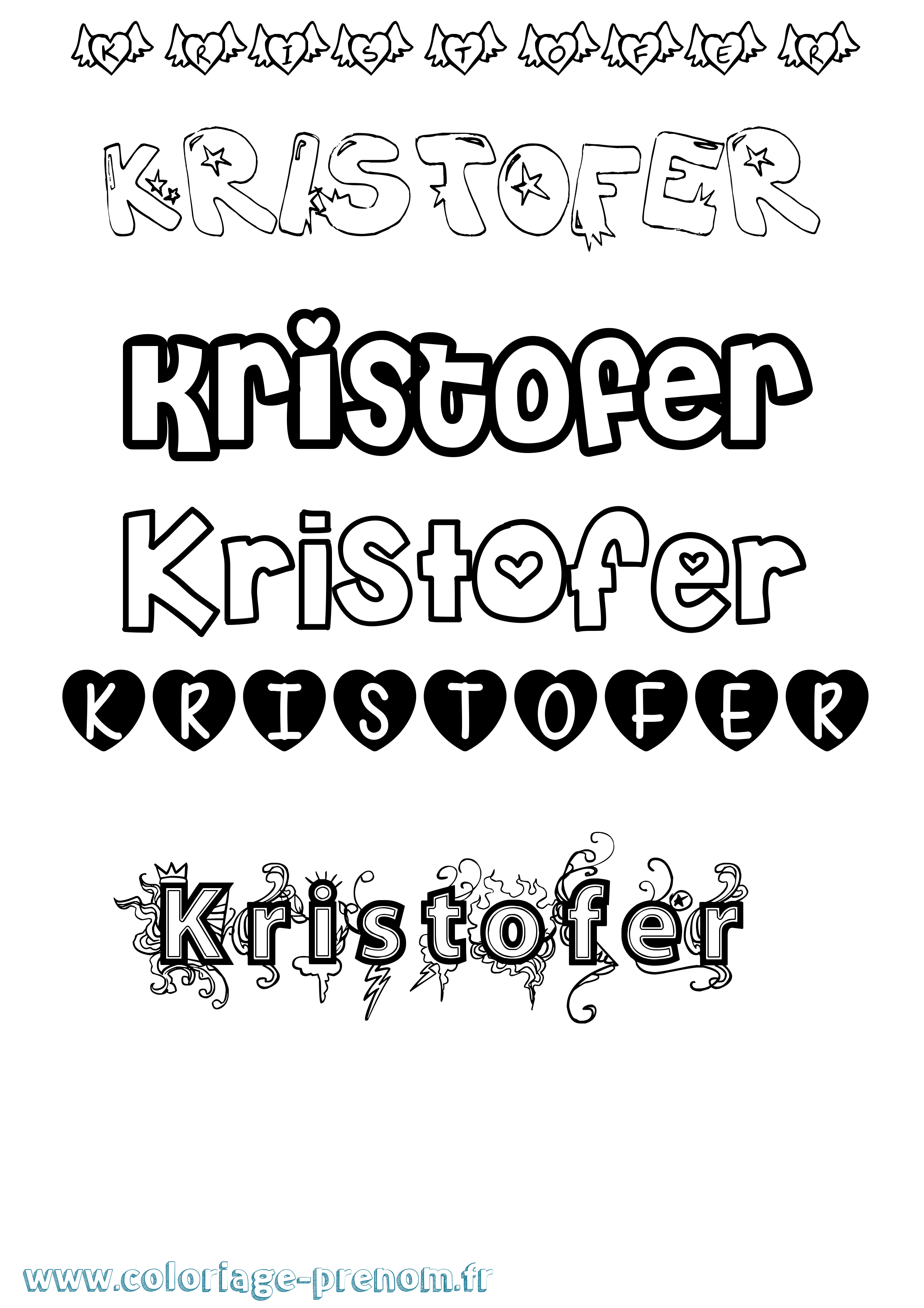 Coloriage Kristofer Girly Coloriage prénom Kristofer Girly