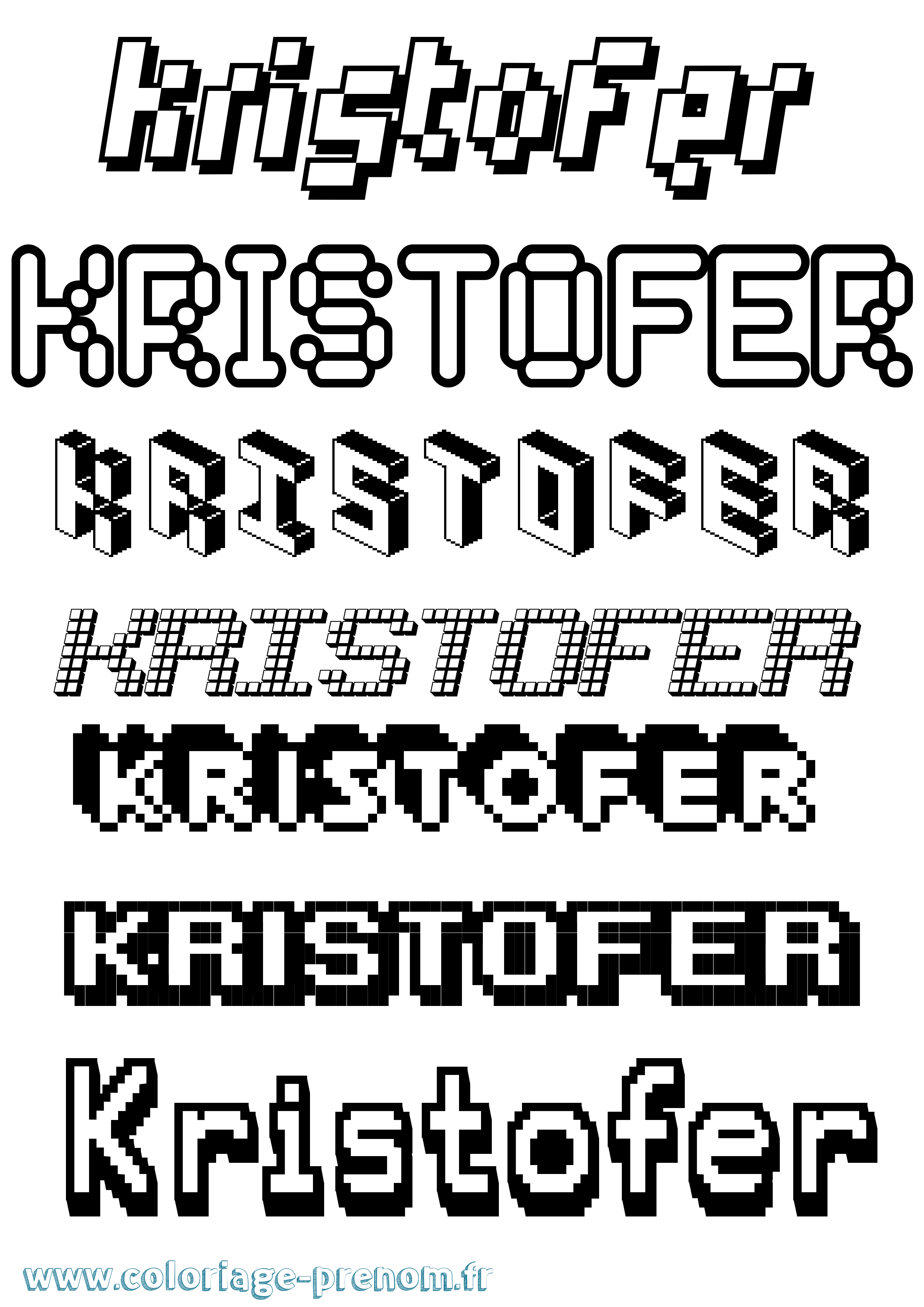 Coloriage Kristofer Pixel Coloriage prénom Kristofer Pixel
