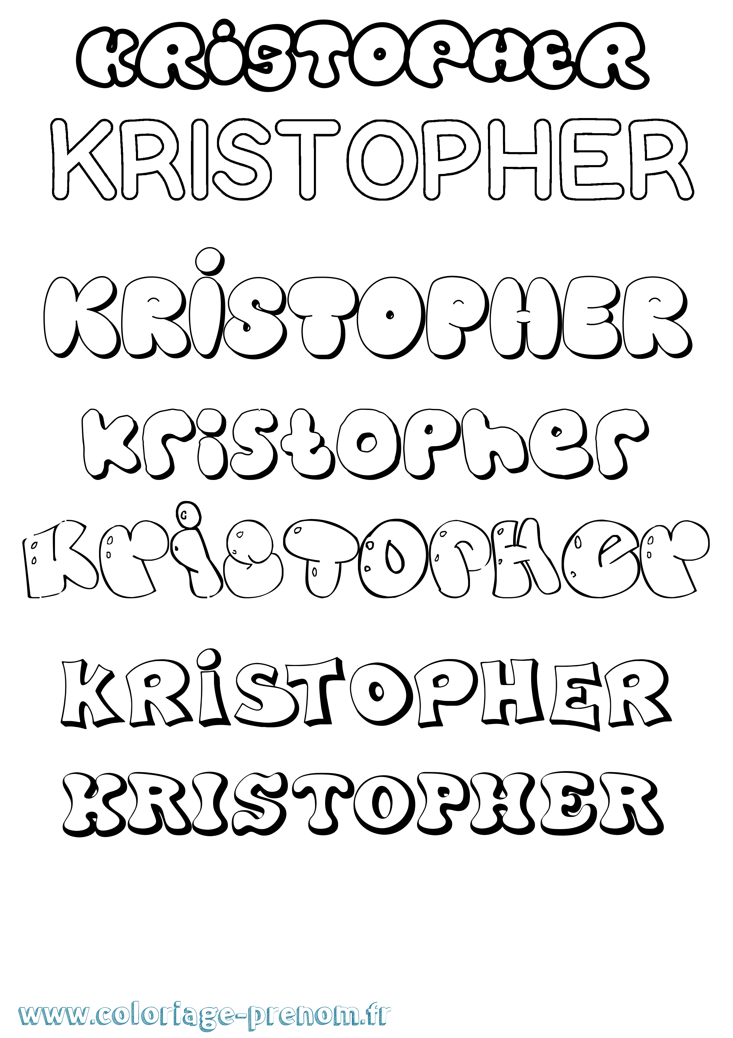 Coloriage Kristopher Bubble Coloriage prénom Kristopher Bubble