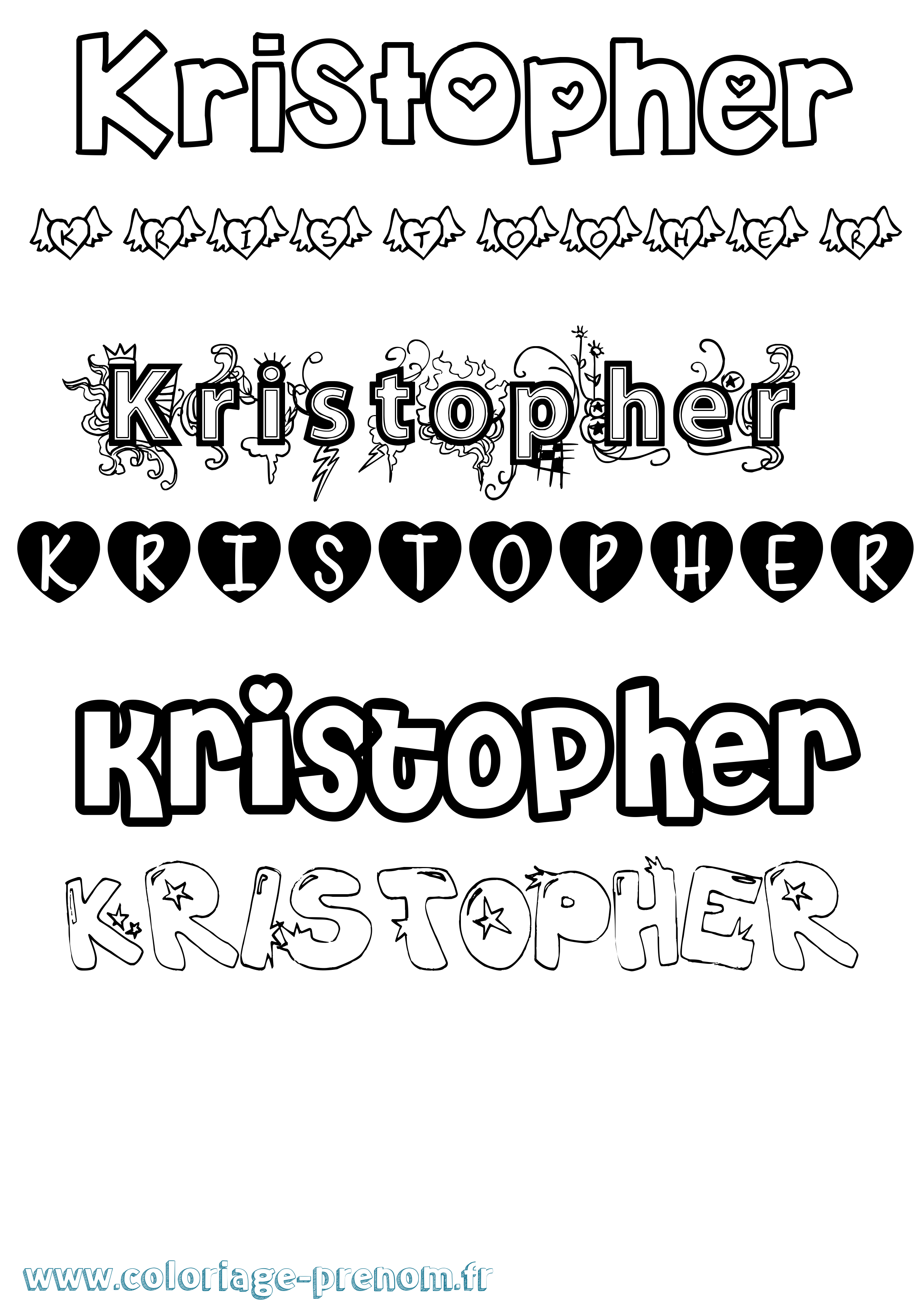 Coloriage Kristopher Girly Coloriage prénom Kristopher Girly