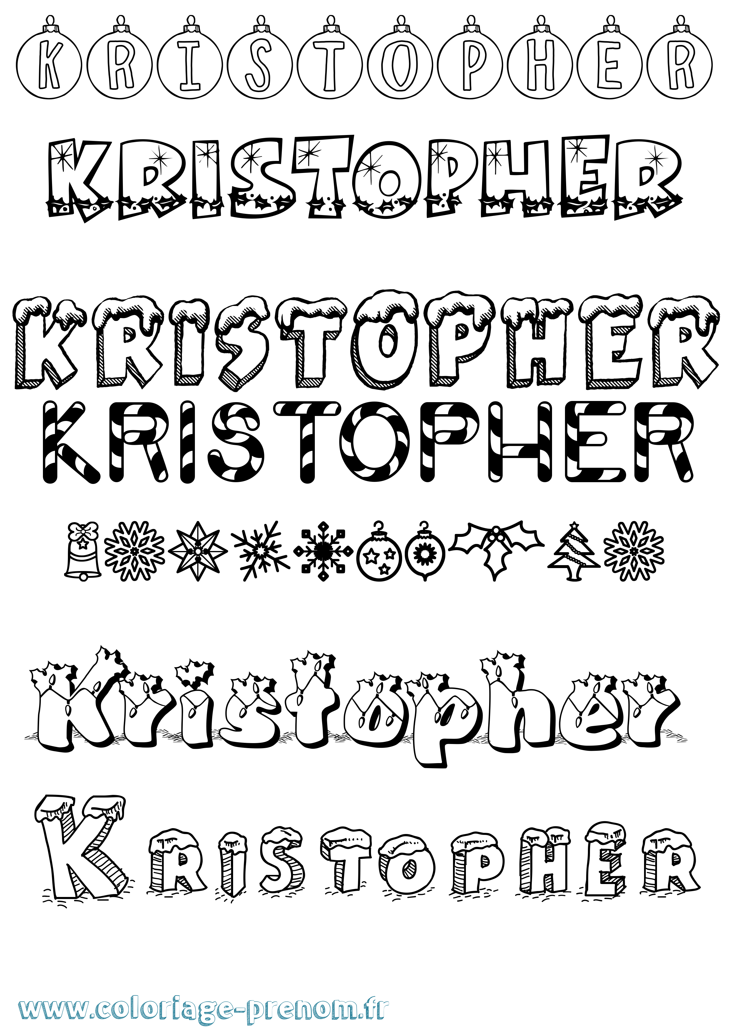 Coloriage Kristopher Noël Coloriage prénom Kristopher Noël