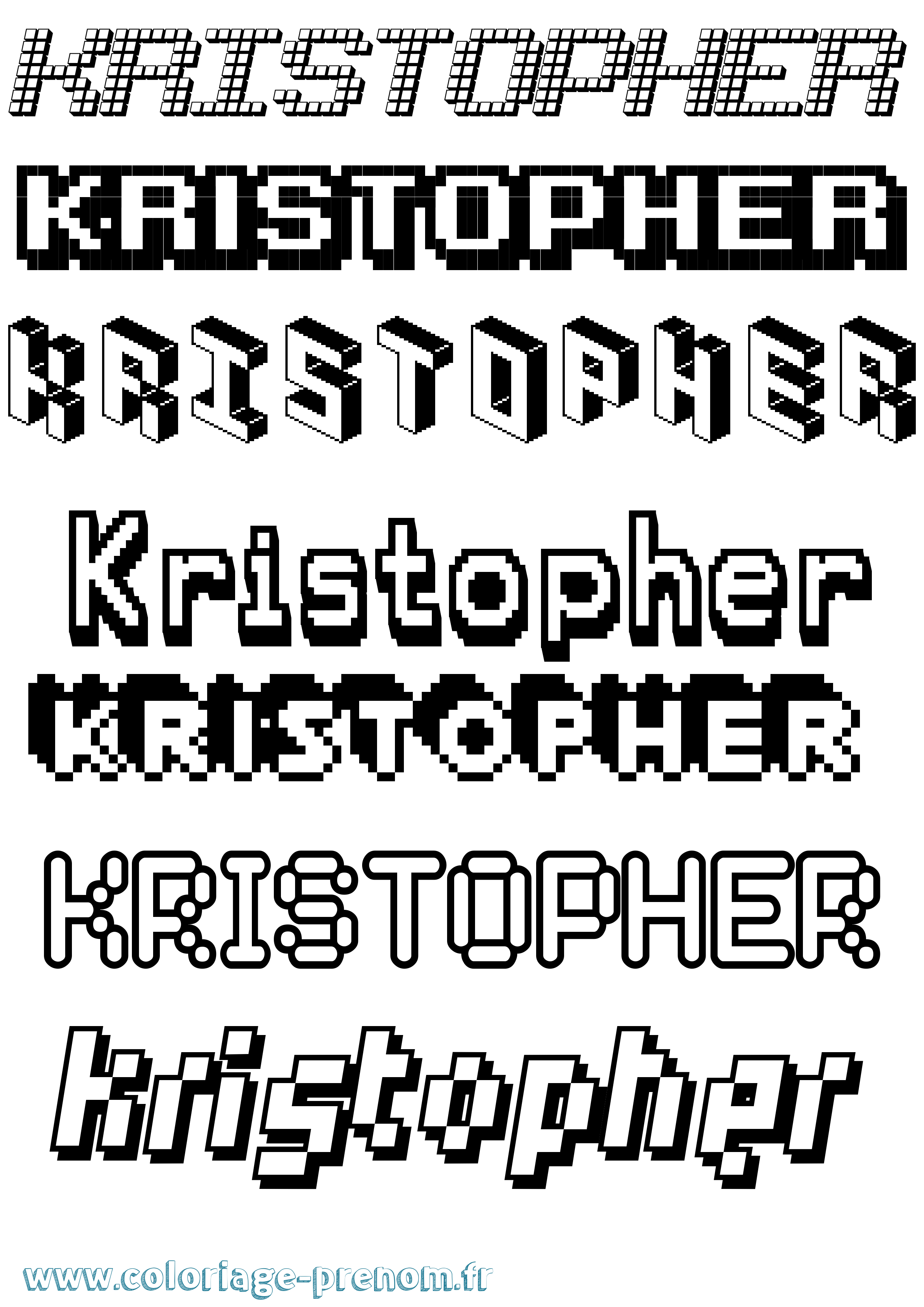 Coloriage Kristopher Pixel Coloriage prénom Kristopher Pixel