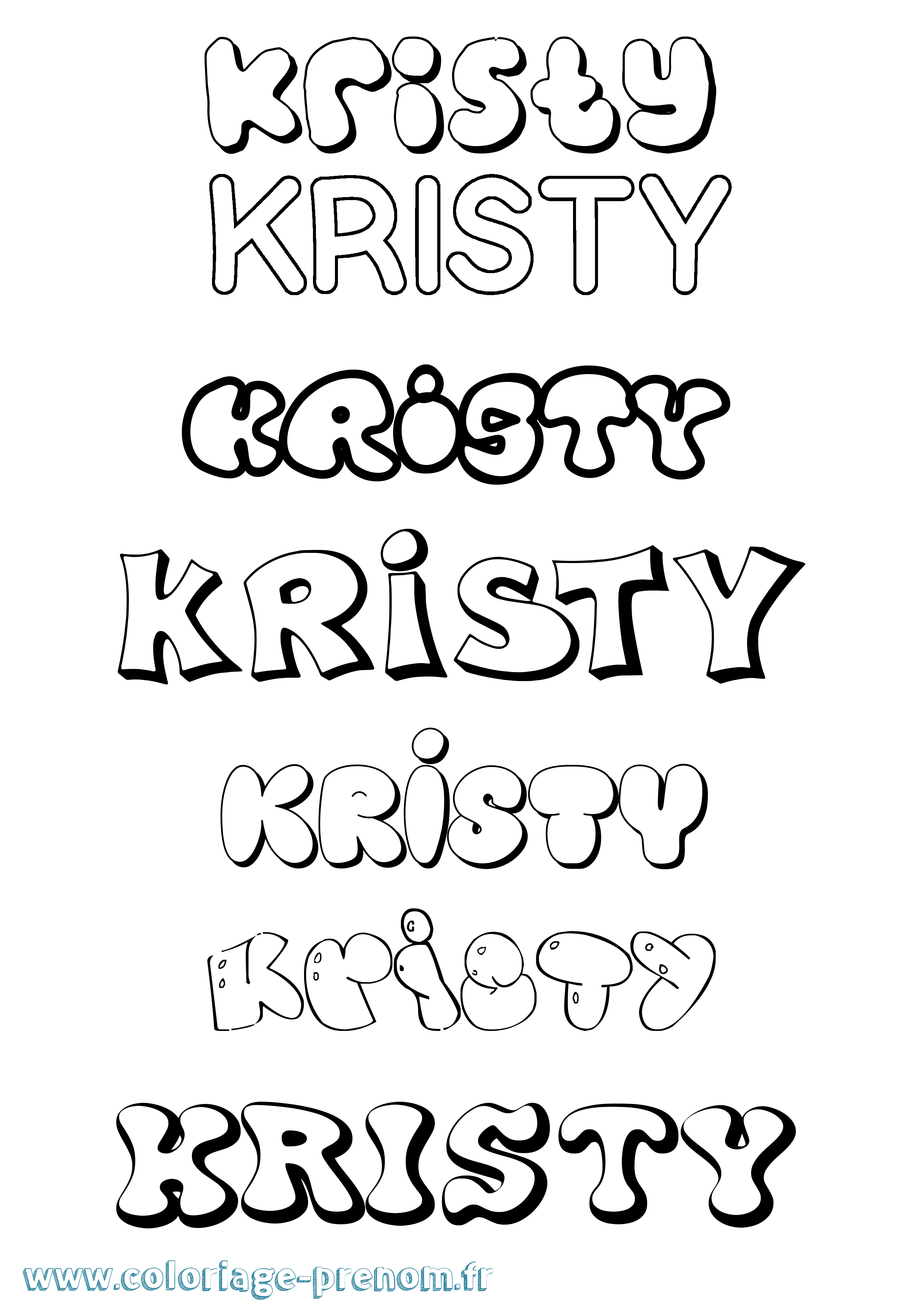Coloriage Kristy Bubble Coloriage prénom Kristy Bubble