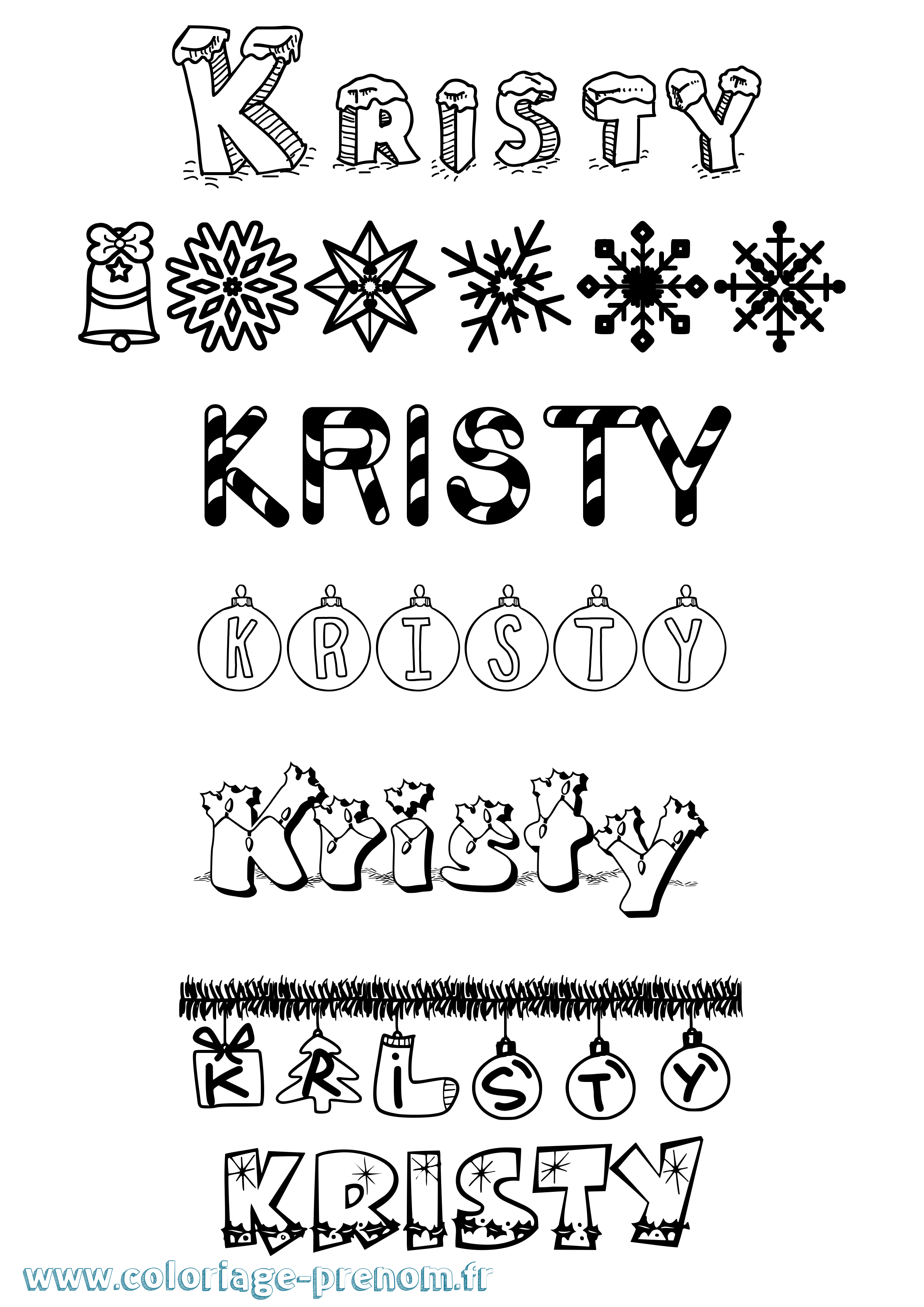 Coloriage Kristy Noël Coloriage prénom Kristy Noël