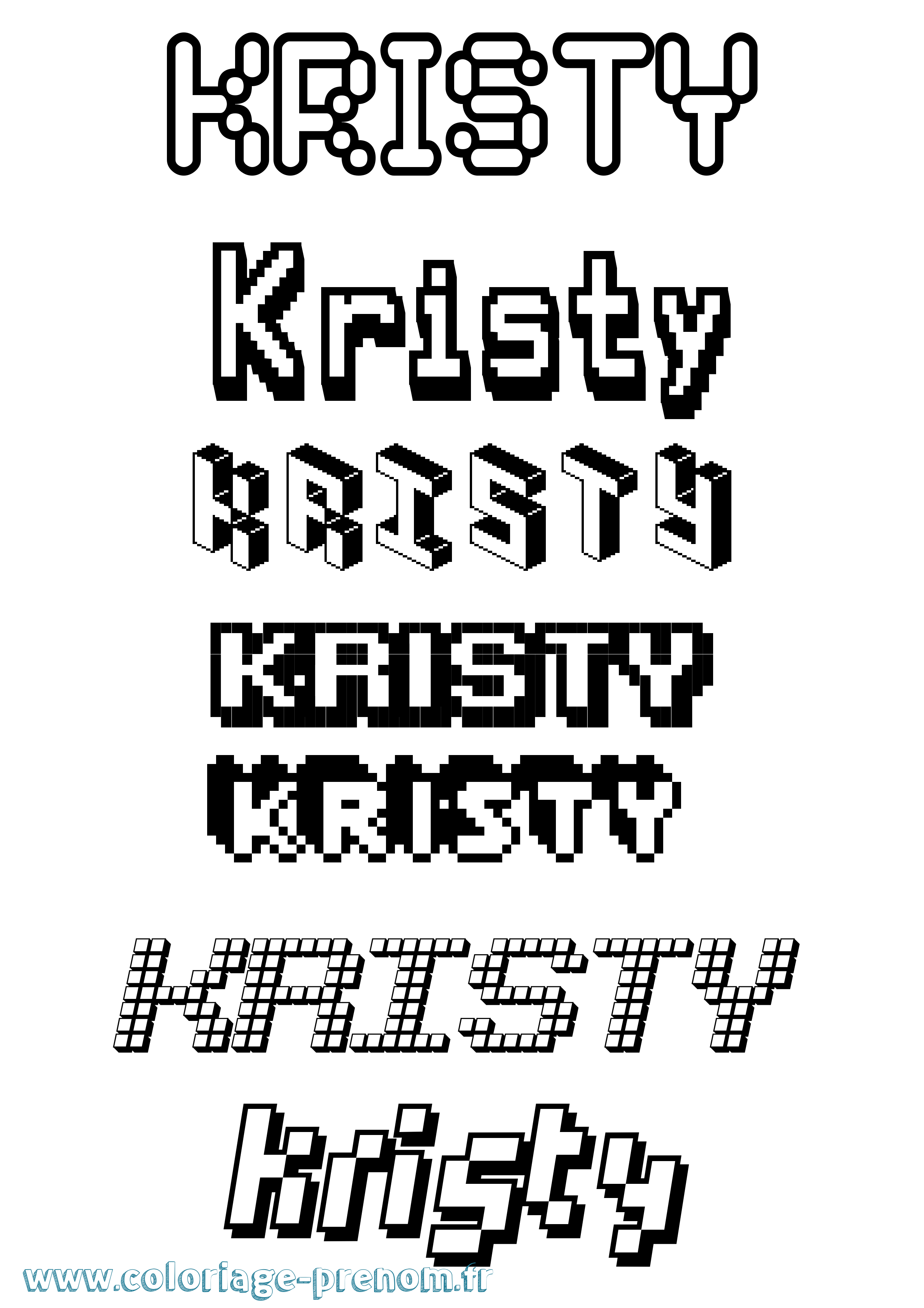 Coloriage Kristy Pixel Coloriage prénom Kristy Pixel