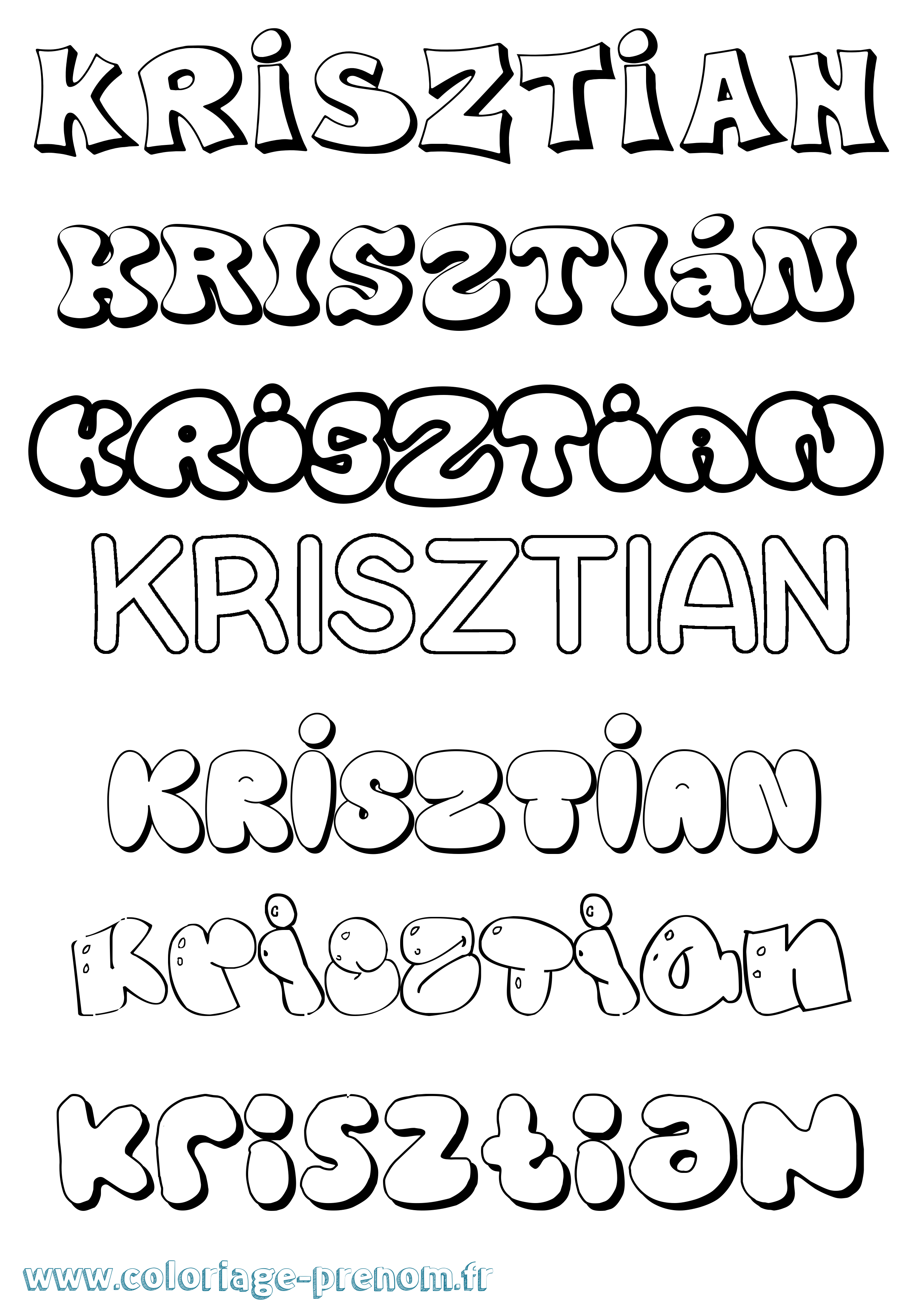 Coloriage Krisztián Bubble Coloriage prénom Krisztián Bubble