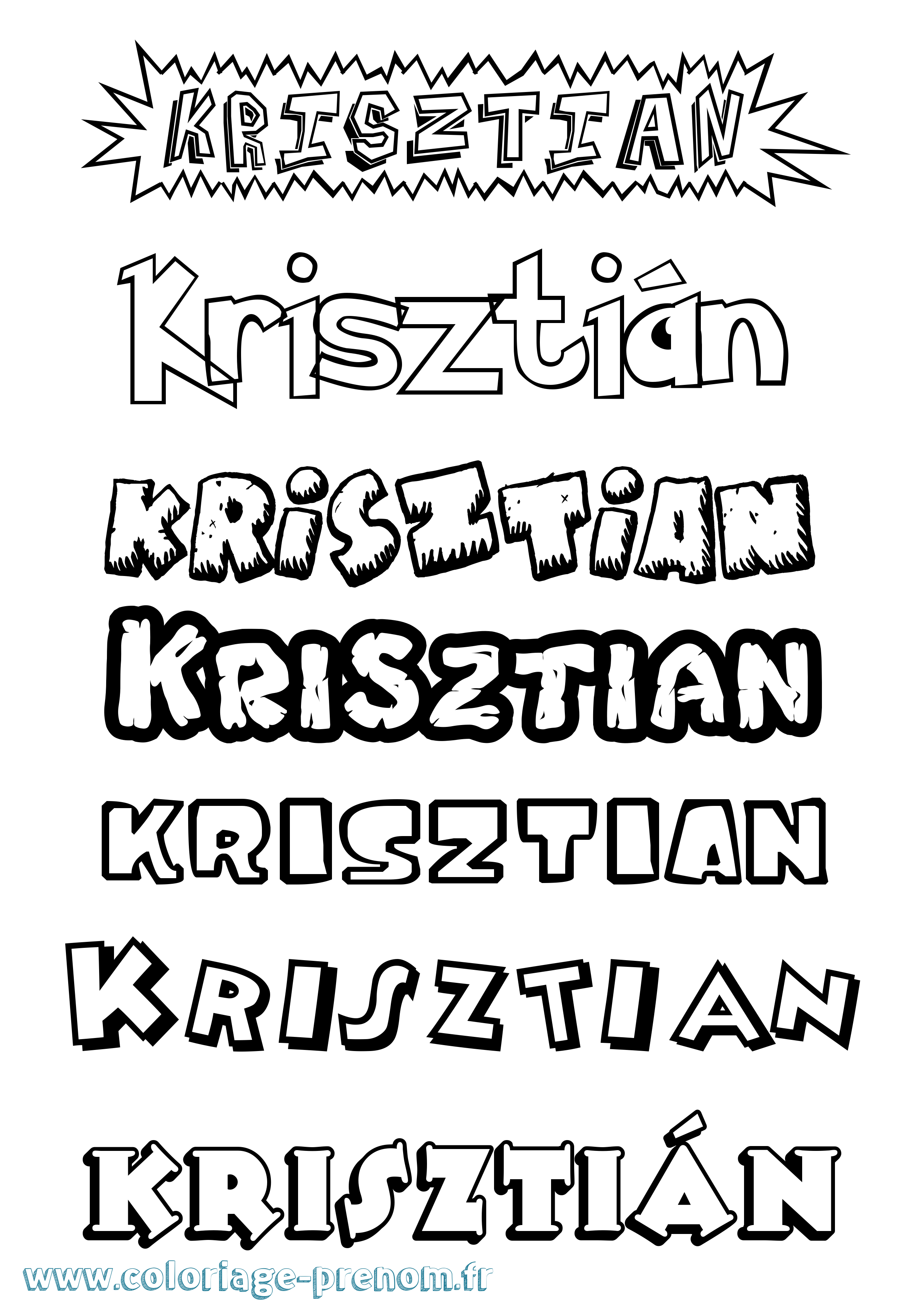 Coloriage Krisztián Dessin Animé Coloriage prénom Krisztián Dessin Animé