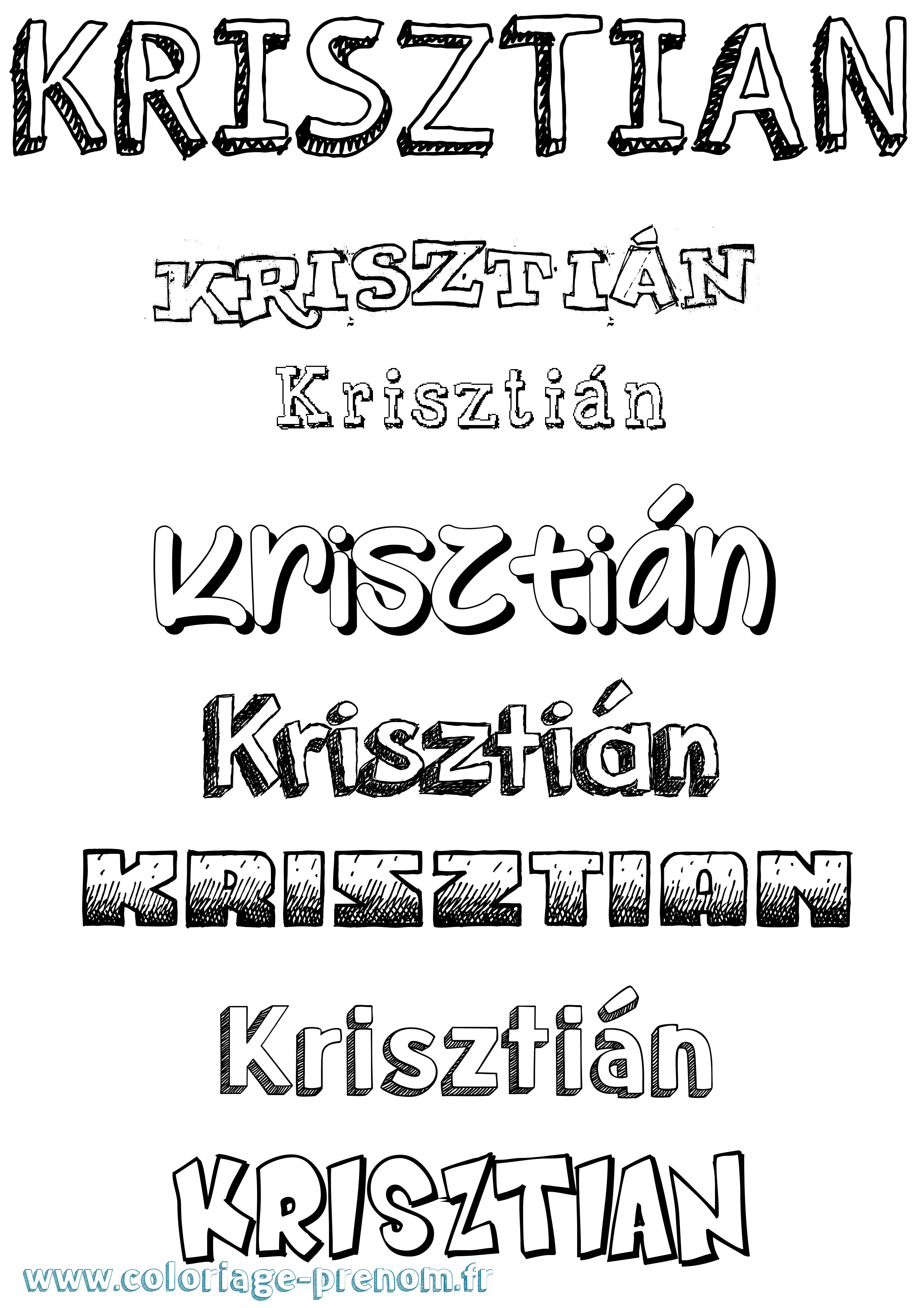 Coloriage Krisztián Dessiné Coloriage prénom Krisztián Dessiné