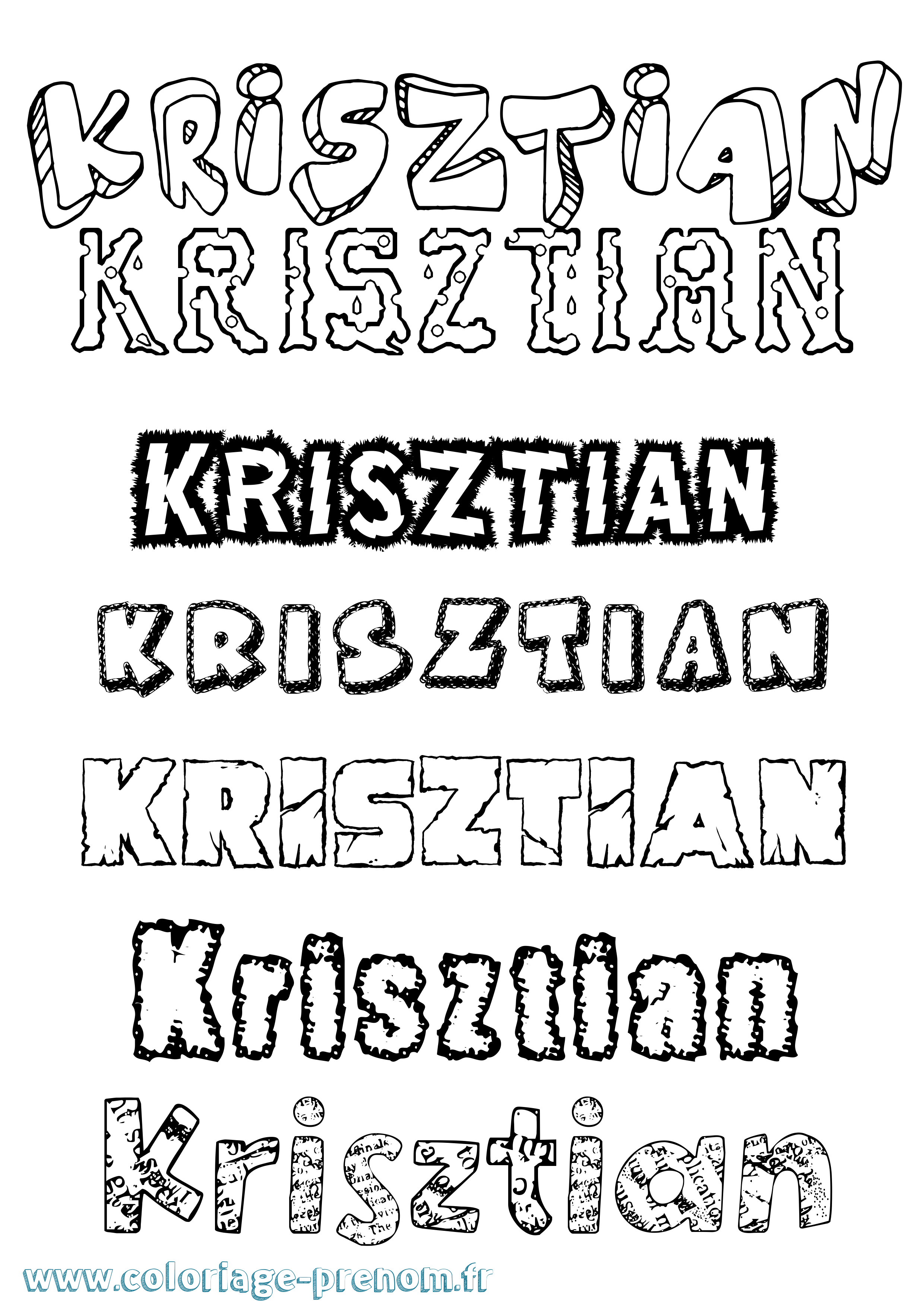 Coloriage Krisztián Destructuré Coloriage prénom Krisztián Destructuré