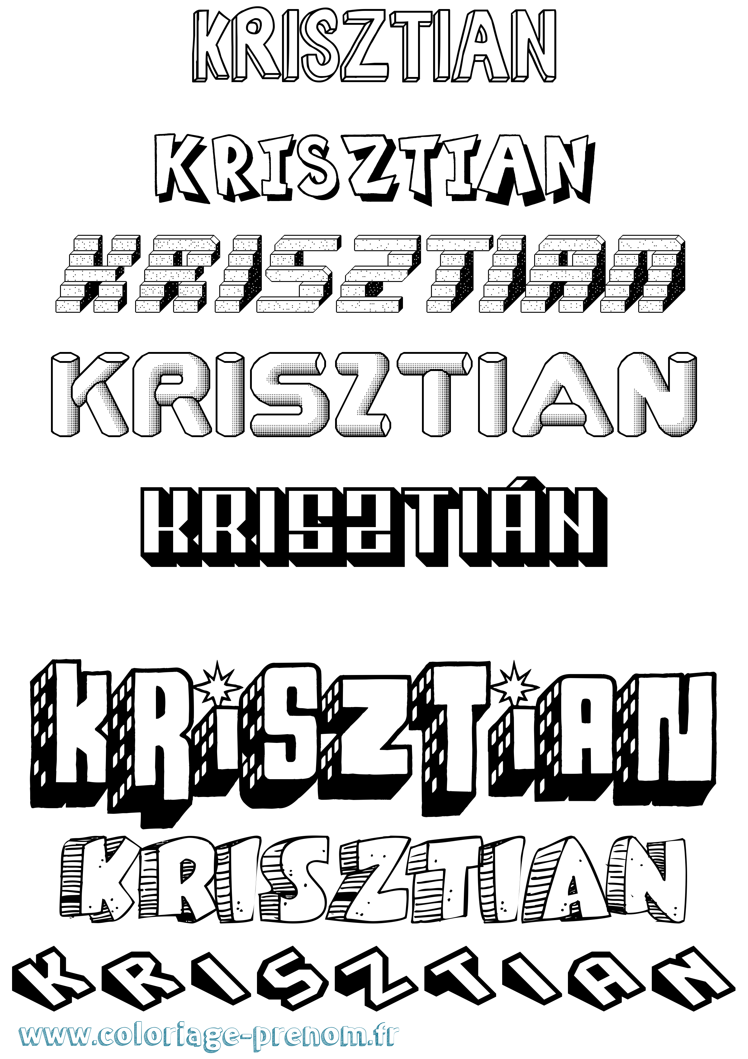 Coloriage Krisztián Effet 3D Coloriage prénom Krisztián Effet 3D