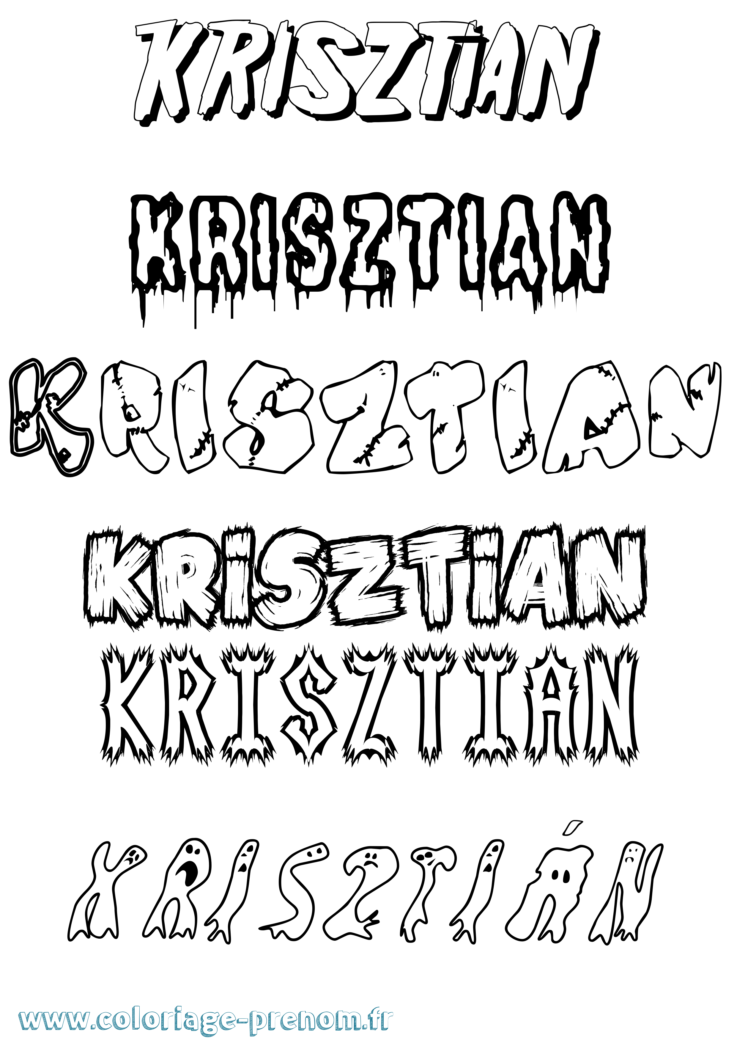 Coloriage Krisztián Frisson Coloriage prénom Krisztián Frisson