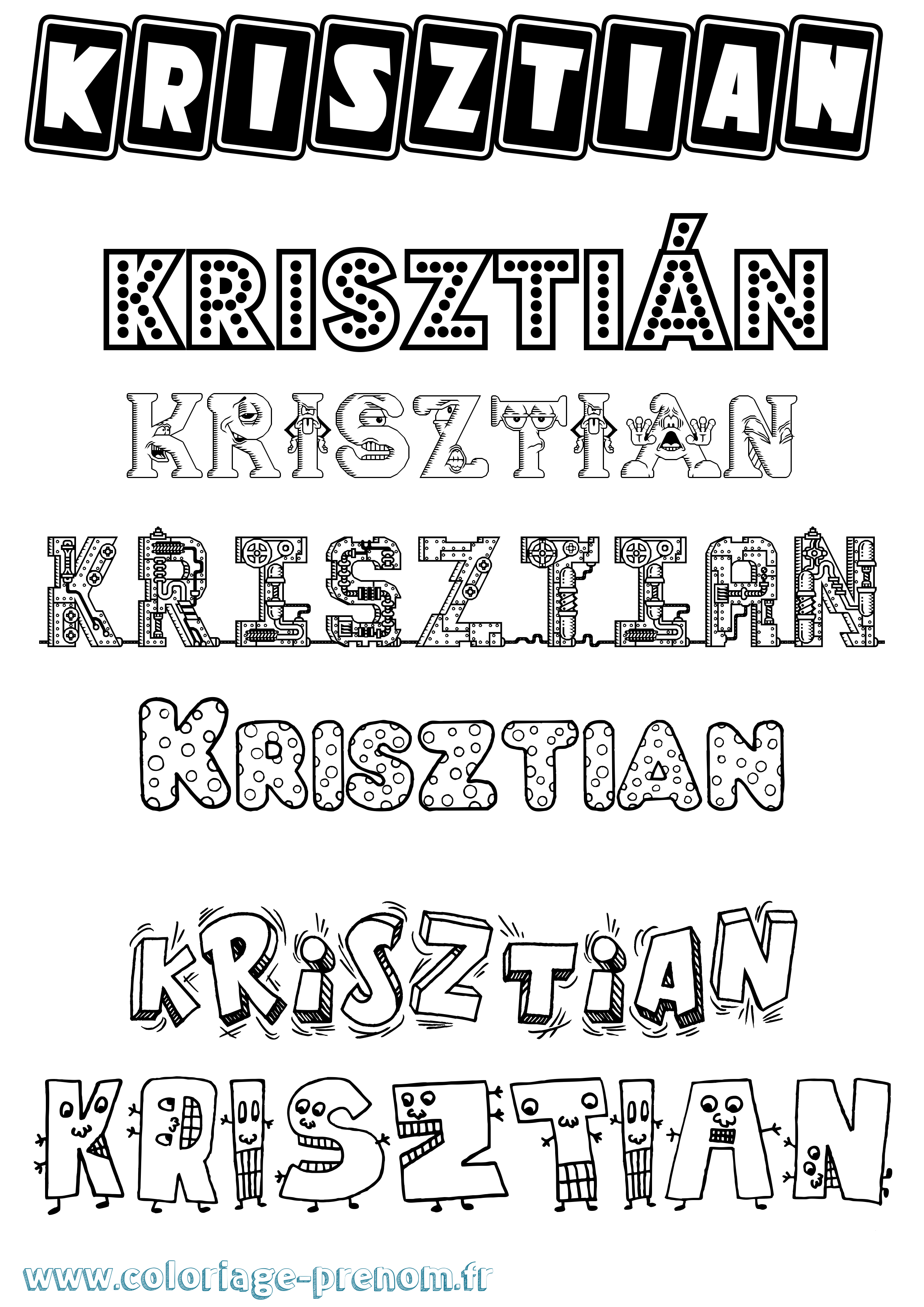 Coloriage Krisztián Fun Coloriage prénom Krisztián Fun