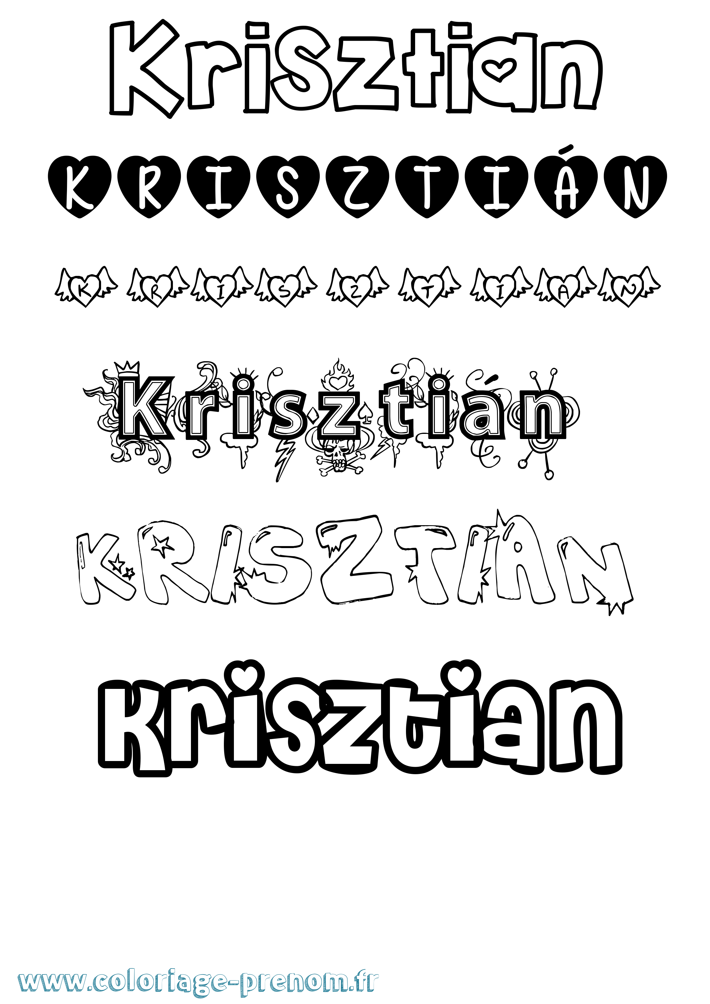 Coloriage Krisztián Girly Coloriage prénom Krisztián Girly