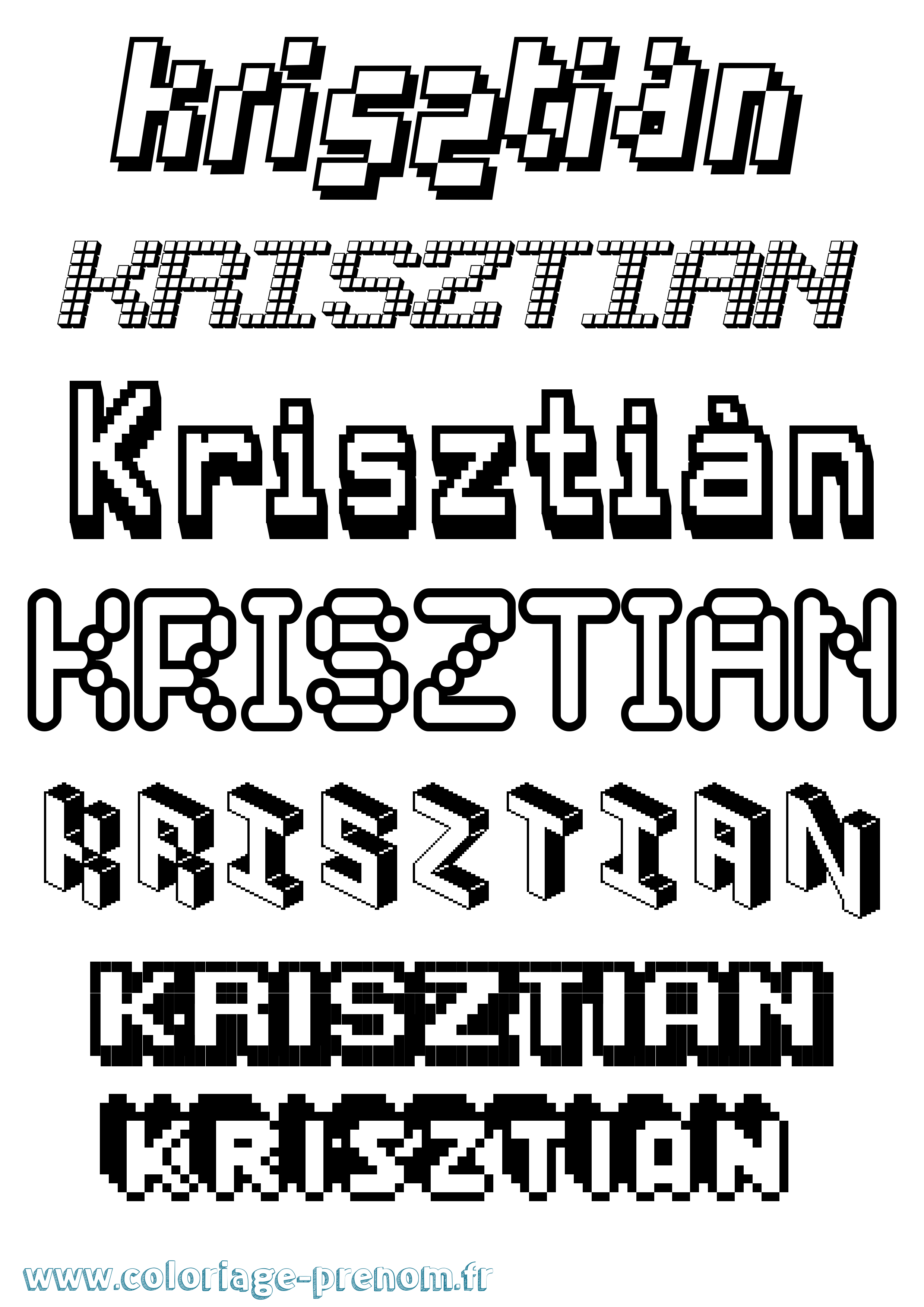 Coloriage Krisztián Pixel Coloriage prénom Krisztián Pixel
