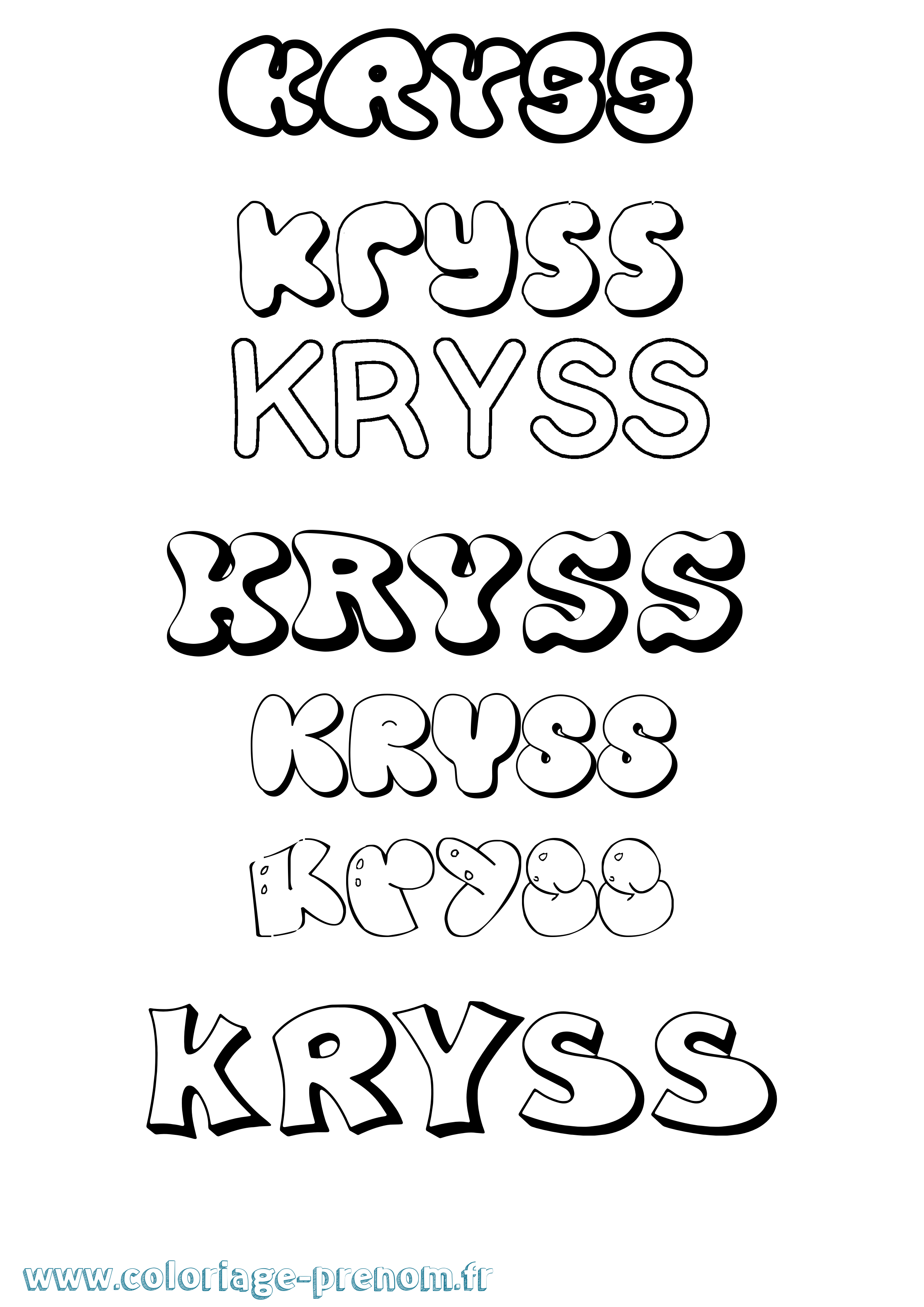 Coloriage Kryss Bubble Coloriage prénom Kryss Bubble