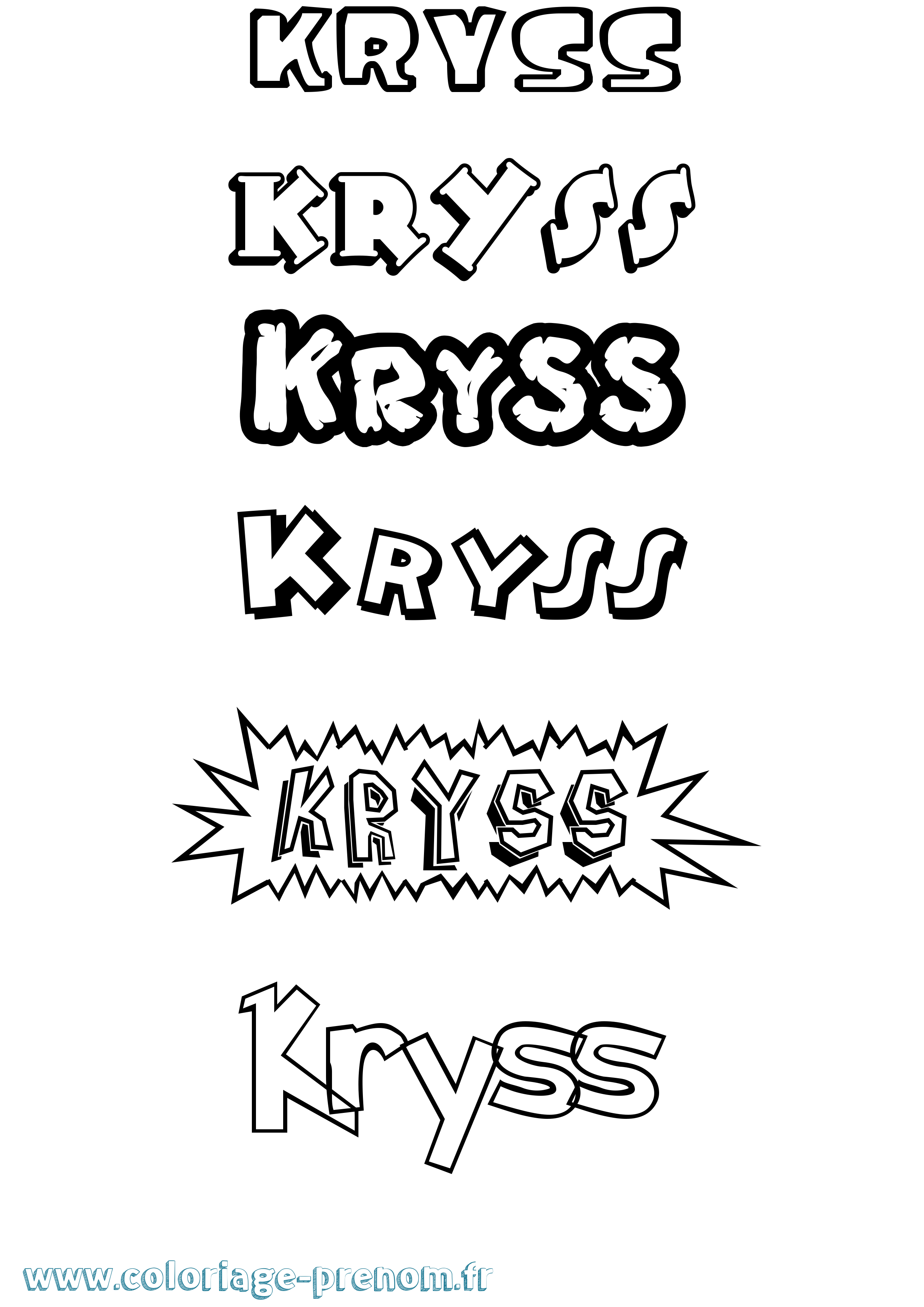 Coloriage Kryss Dessin Animé Coloriage prénom Kryss Dessin Animé