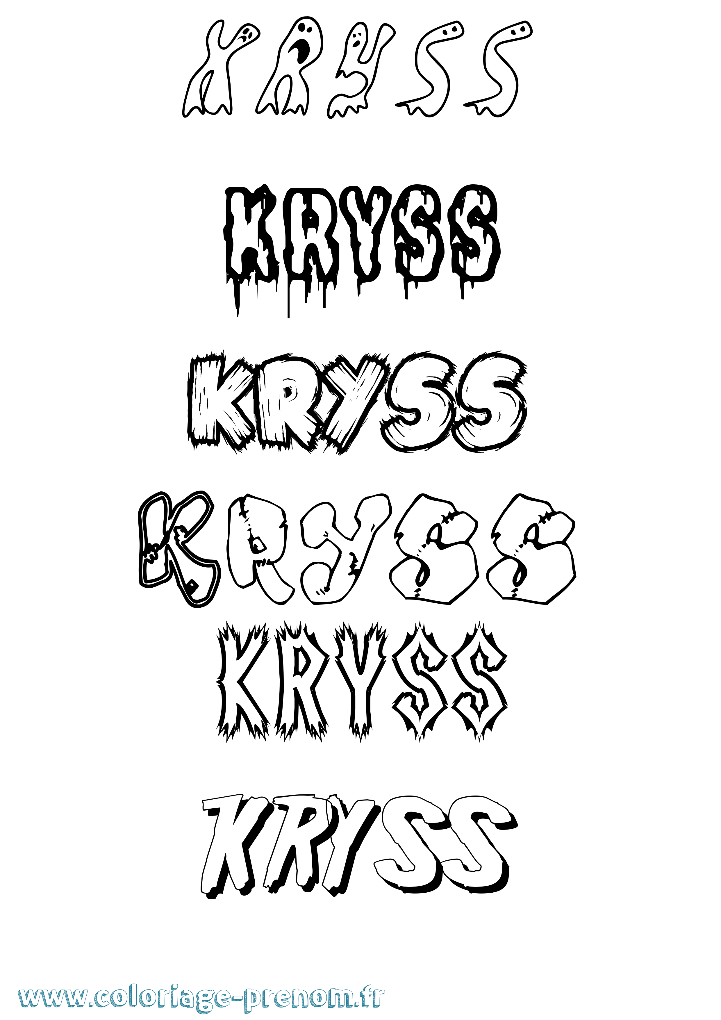 Coloriage Kryss Frisson Coloriage prénom Kryss Frisson