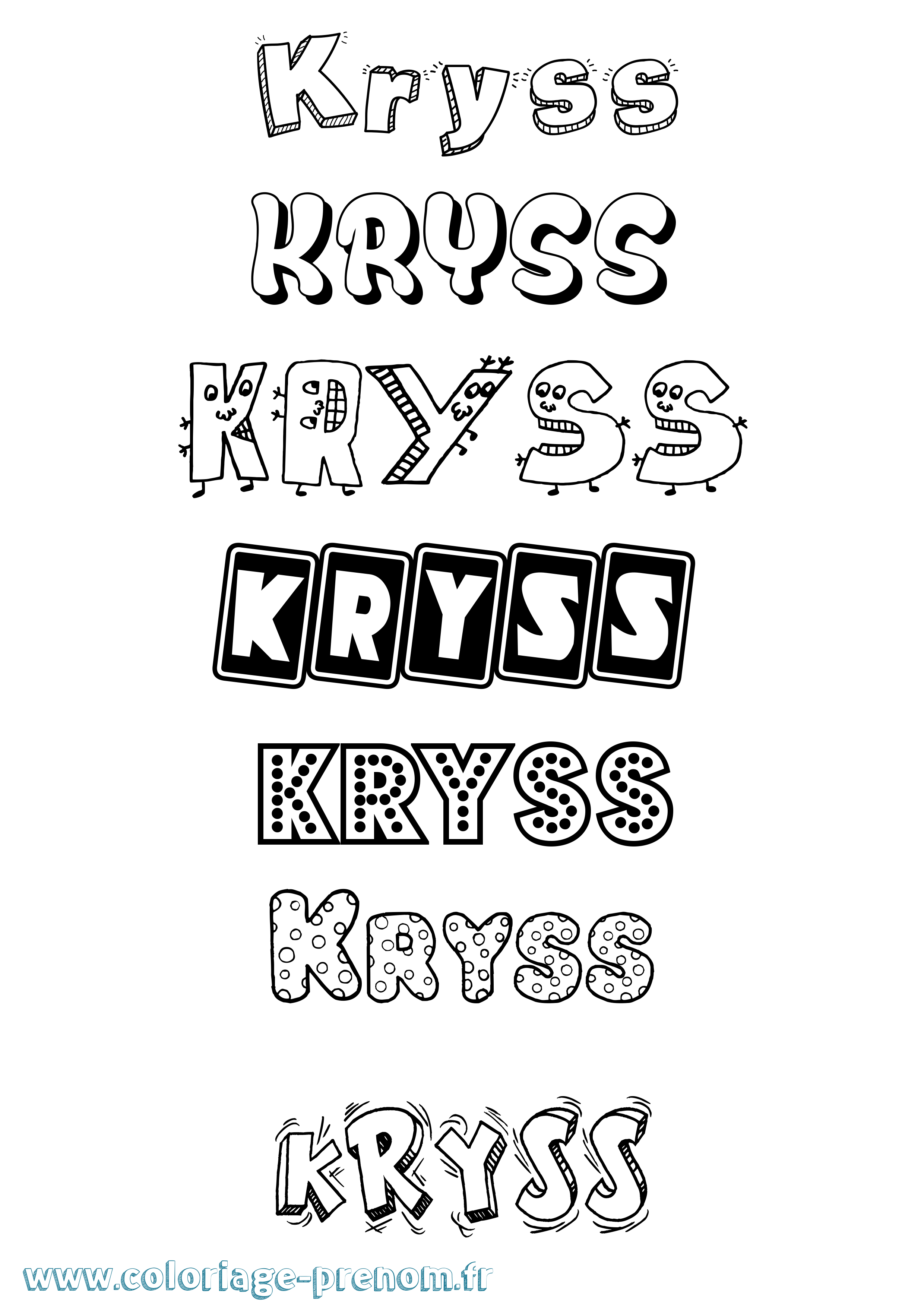 Coloriage Kryss Fun Coloriage prénom Kryss Fun