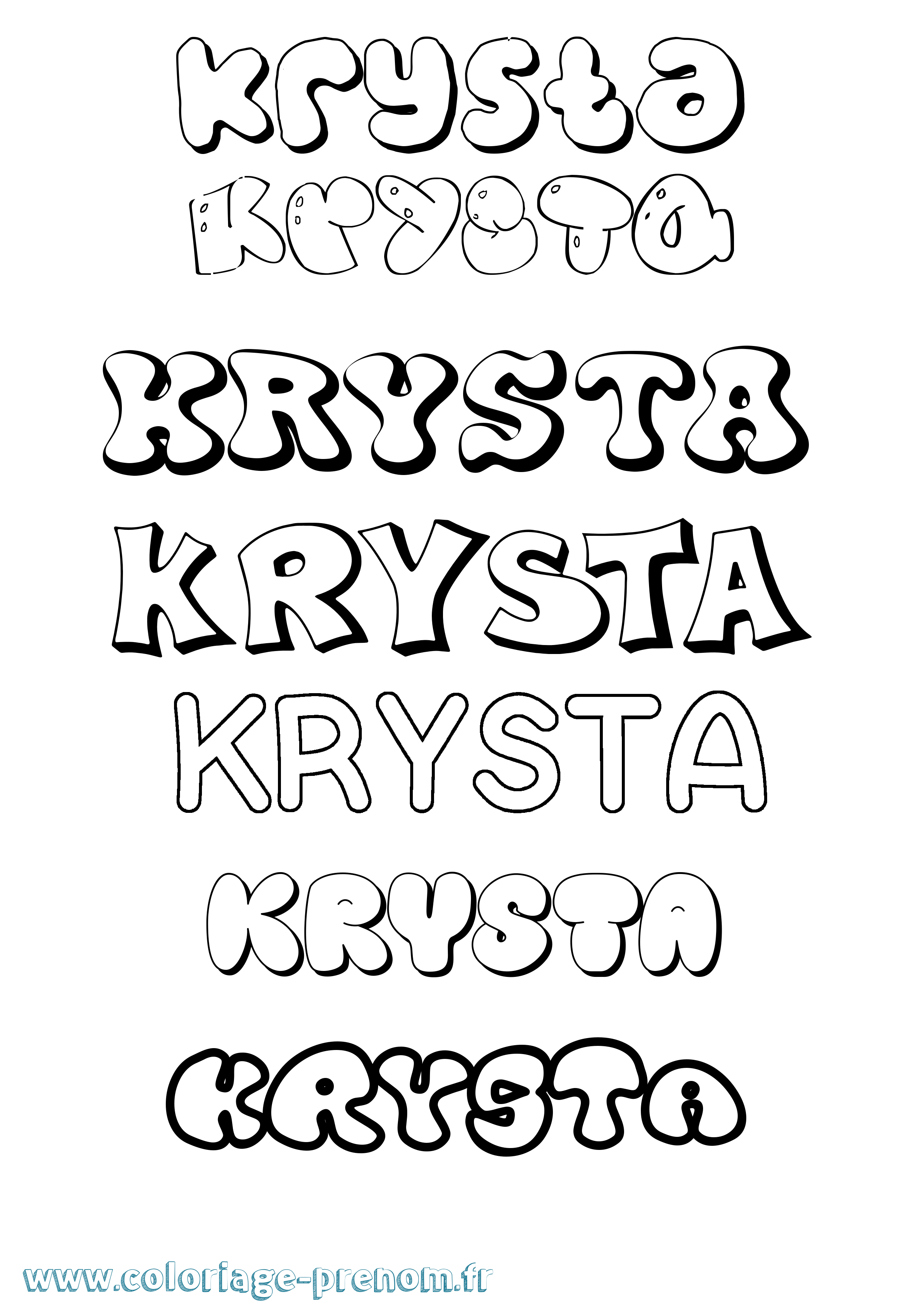 Coloriage Krysta Bubble Coloriage prénom Krysta Bubble