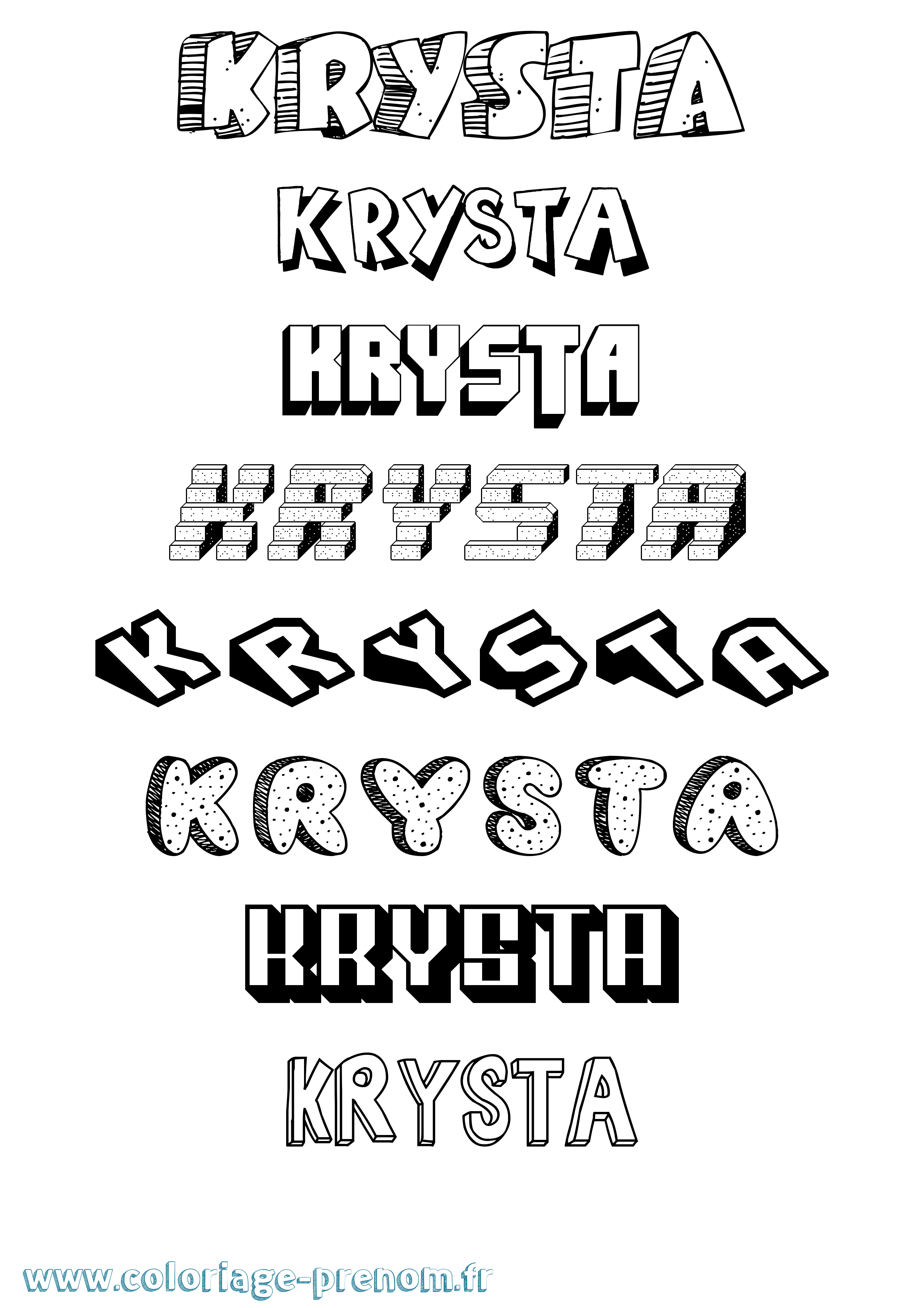 Coloriage Krysta Effet 3D Coloriage prénom Krysta Effet 3D