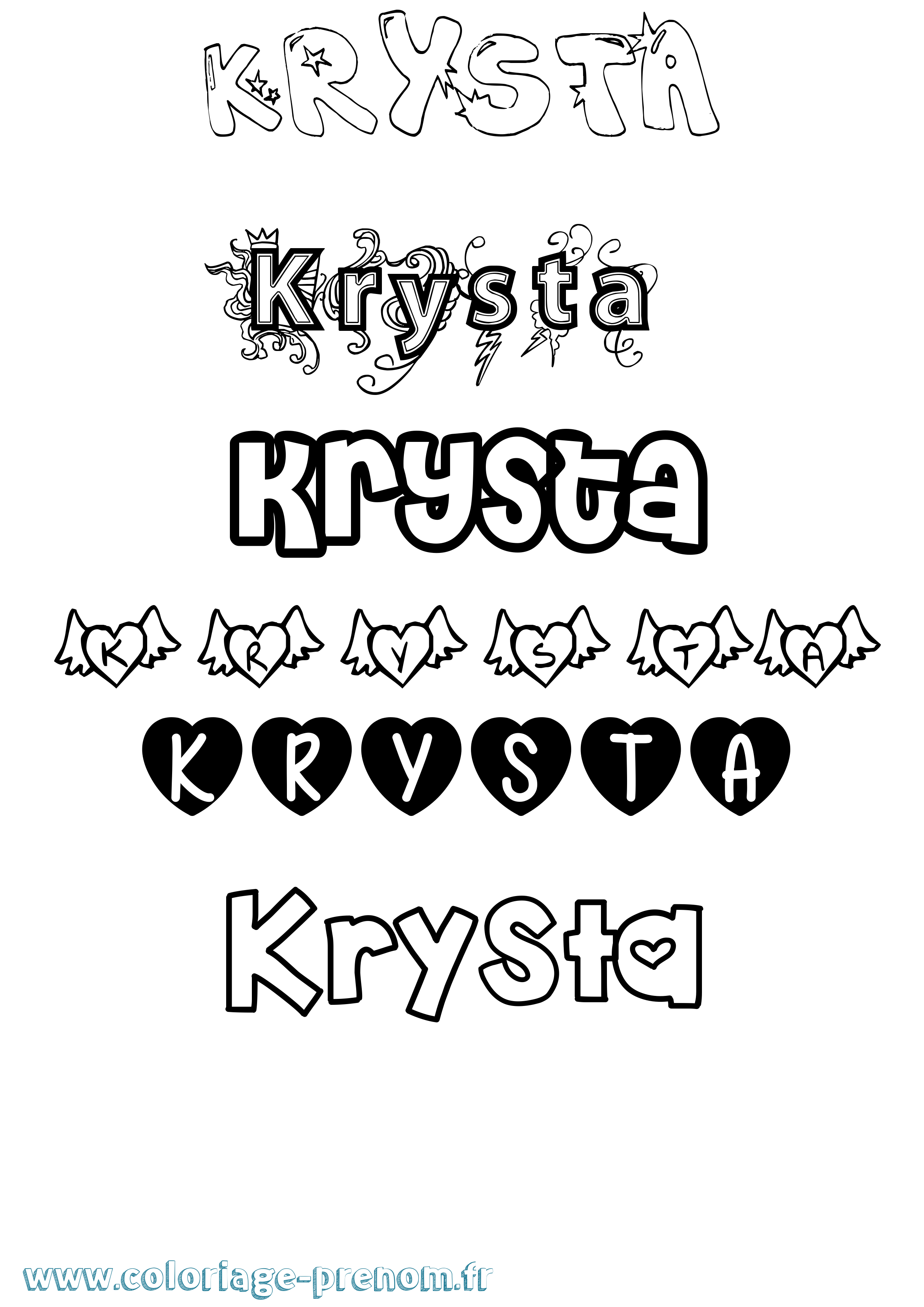 Coloriage Krysta Girly Coloriage prénom Krysta Girly