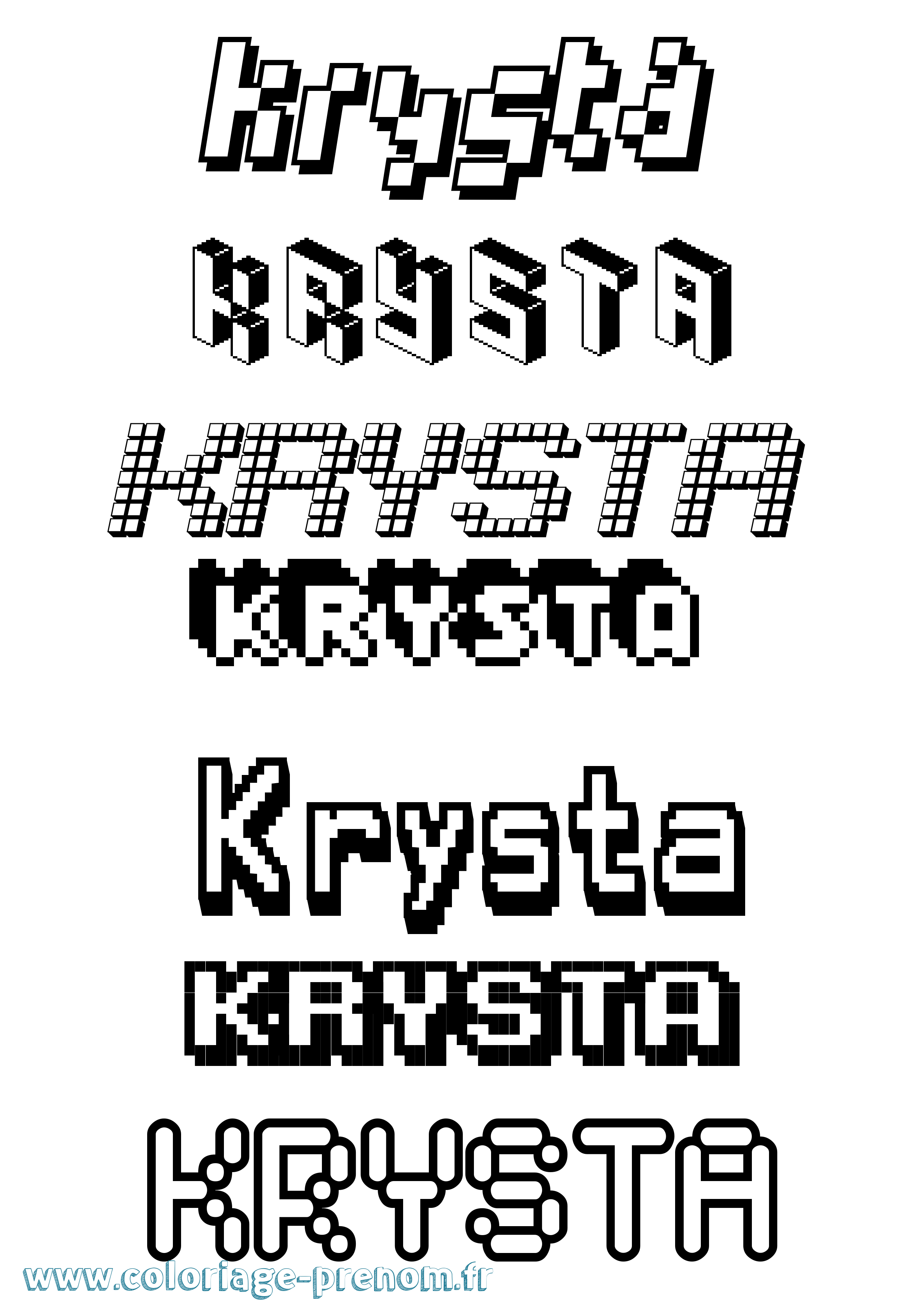 Coloriage Krysta Pixel Coloriage prénom Krysta Pixel