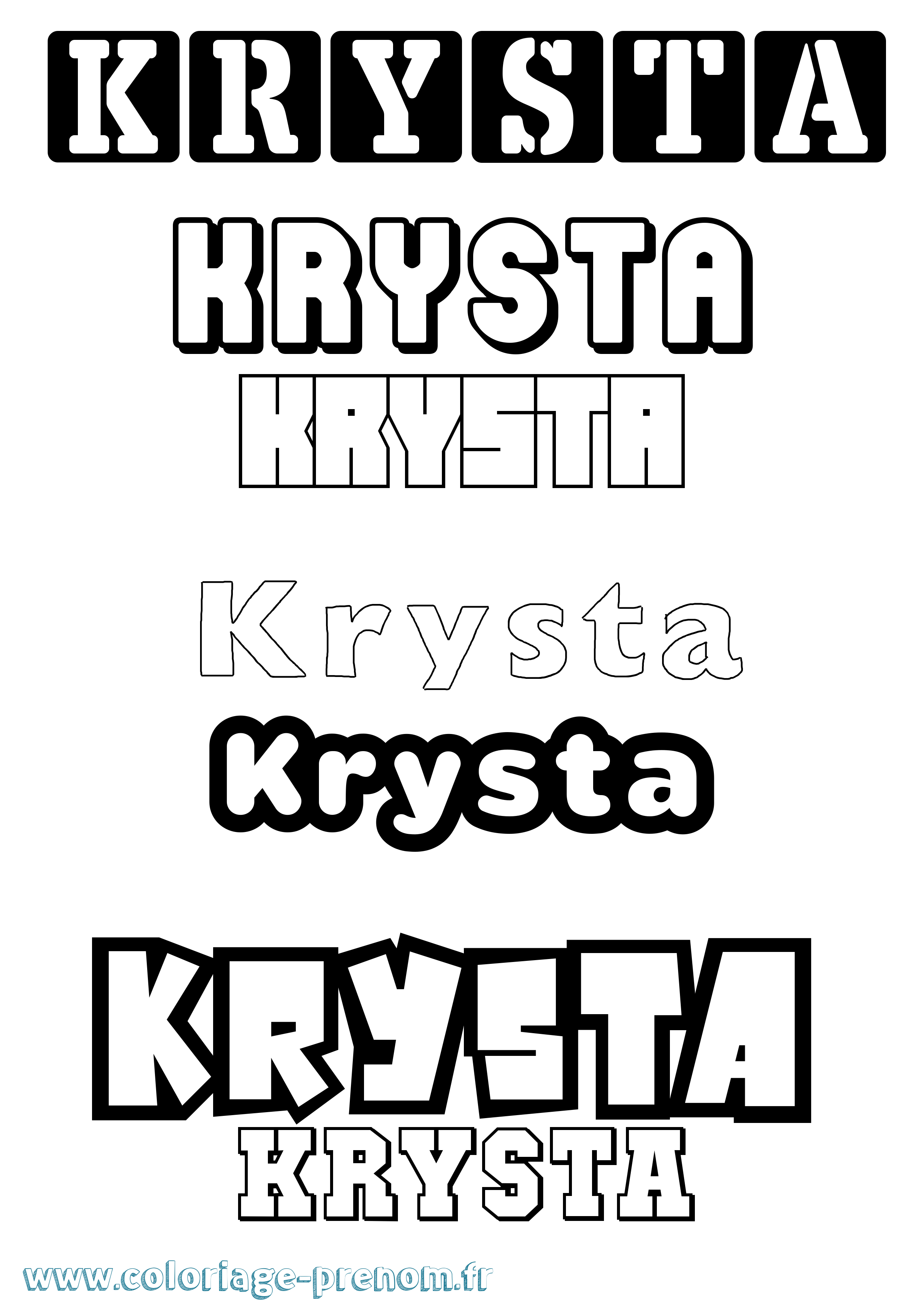 Coloriage Krysta Simple Coloriage prénom Krysta Simple
