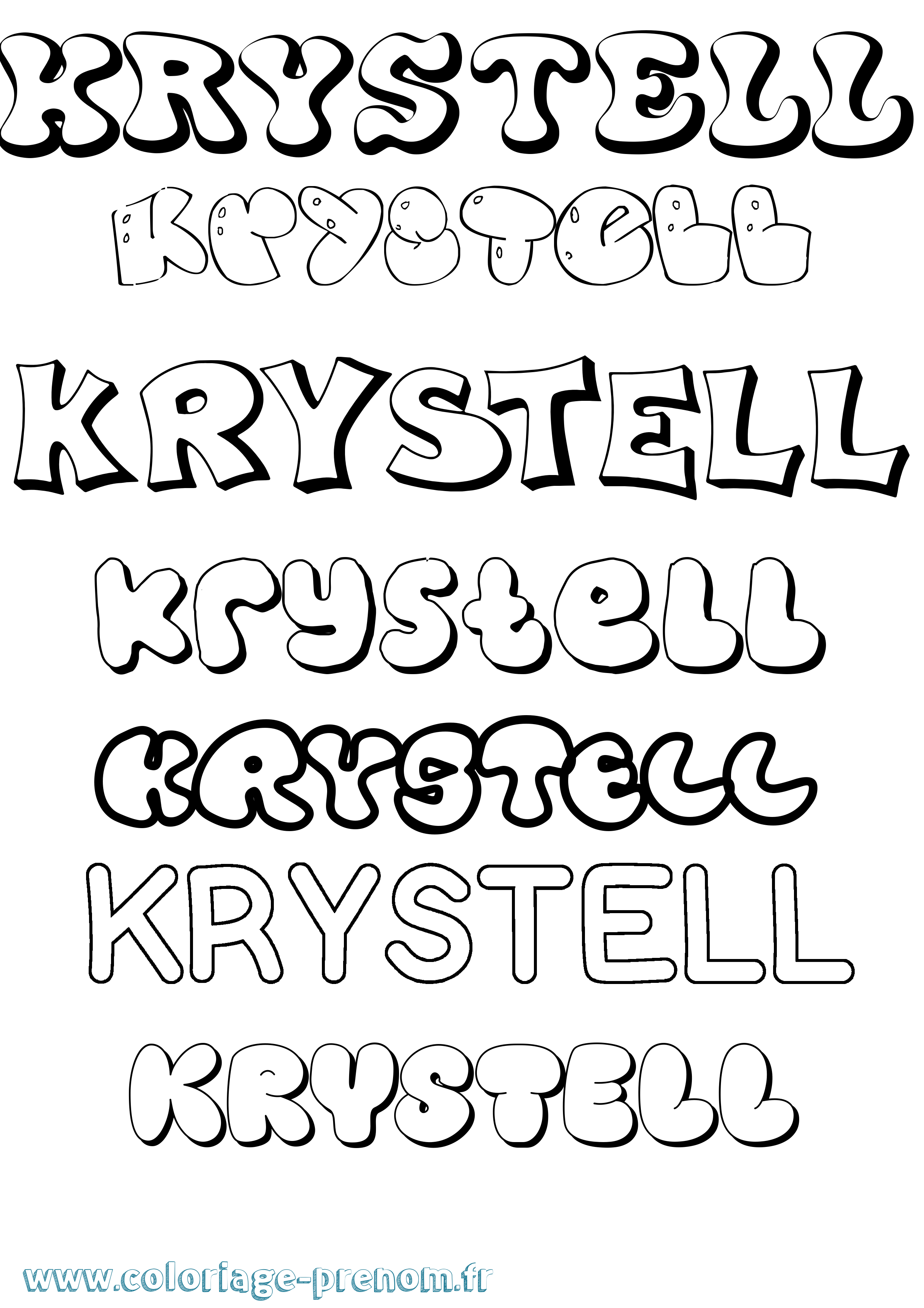 Coloriage Krystell Bubble Coloriage prénom Krystell Bubble