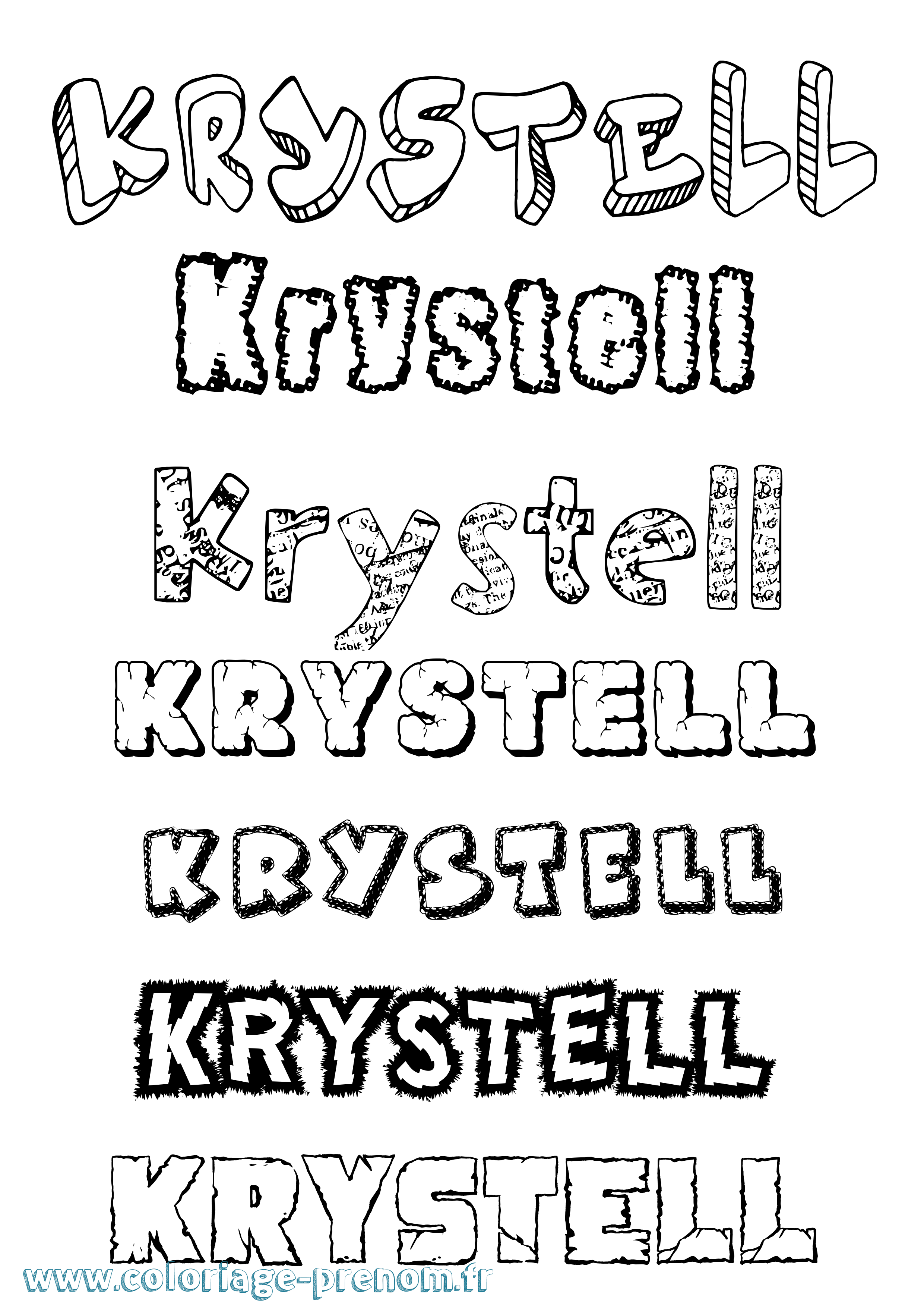 Coloriage Krystell Destructuré Coloriage prénom Krystell Destructuré