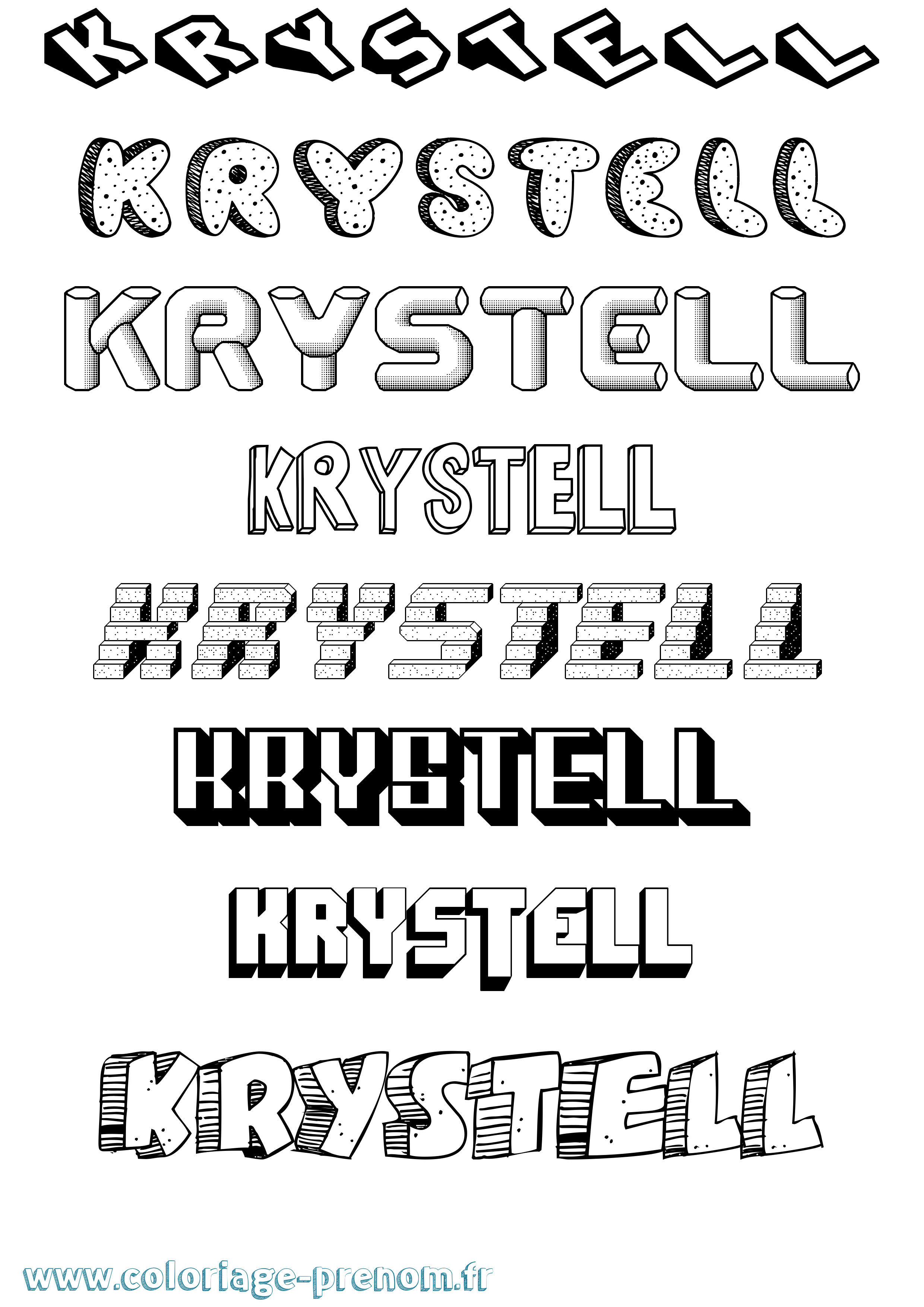 Coloriage Krystell Effet 3D Coloriage prénom Krystell Effet 3D