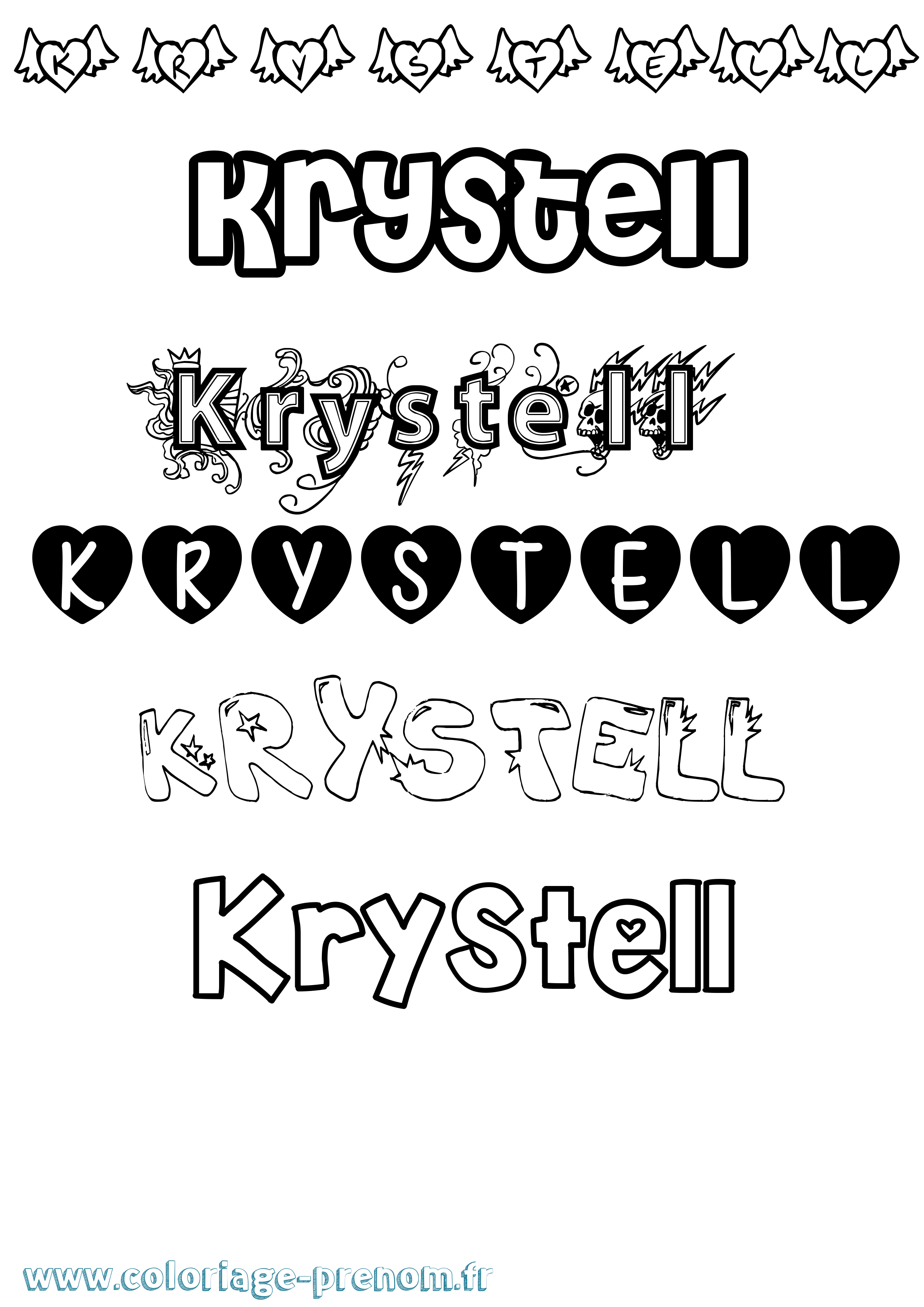 Coloriage Krystell Girly Coloriage prénom Krystell Girly