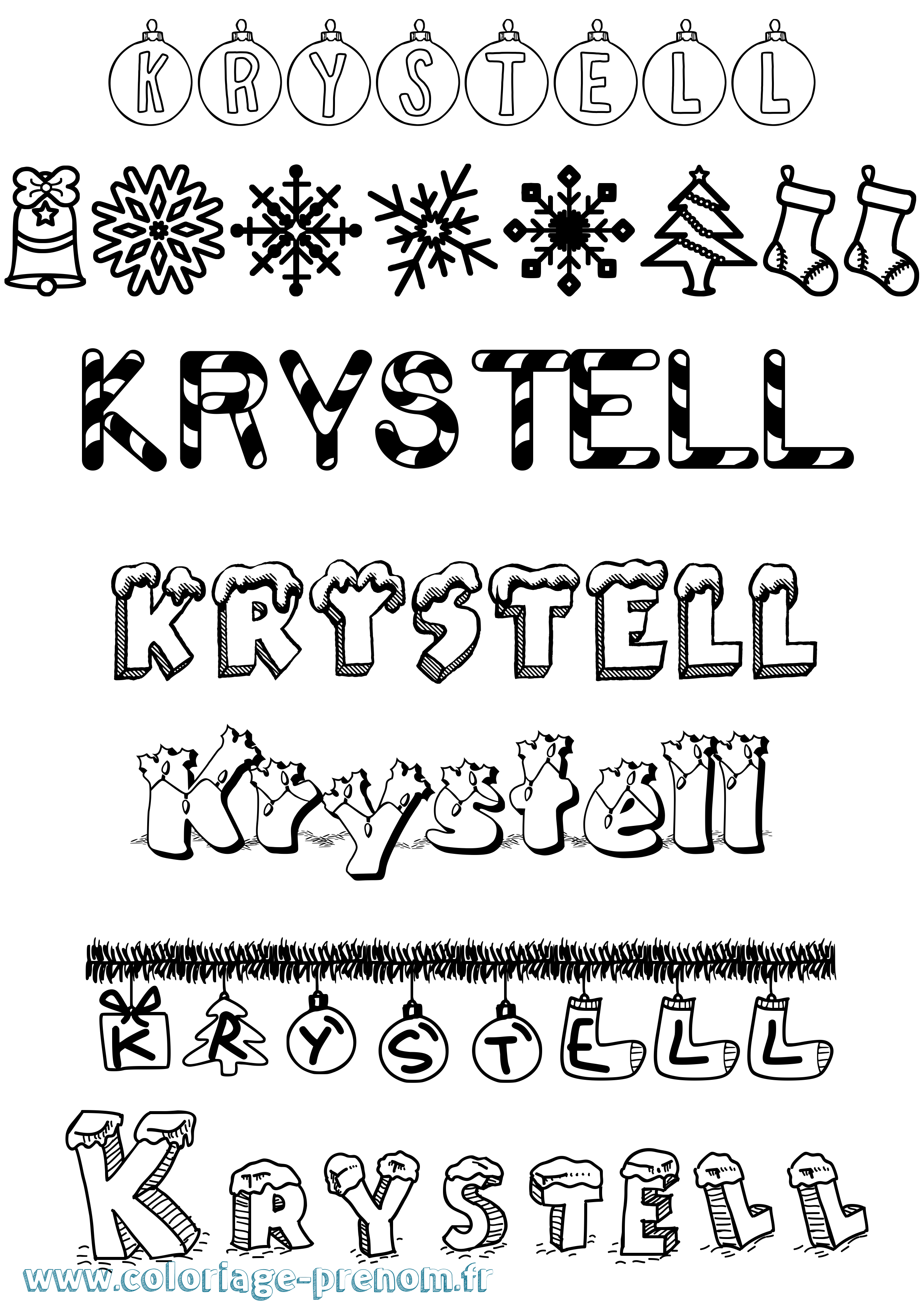 Coloriage Krystell Noël Coloriage prénom Krystell Noël