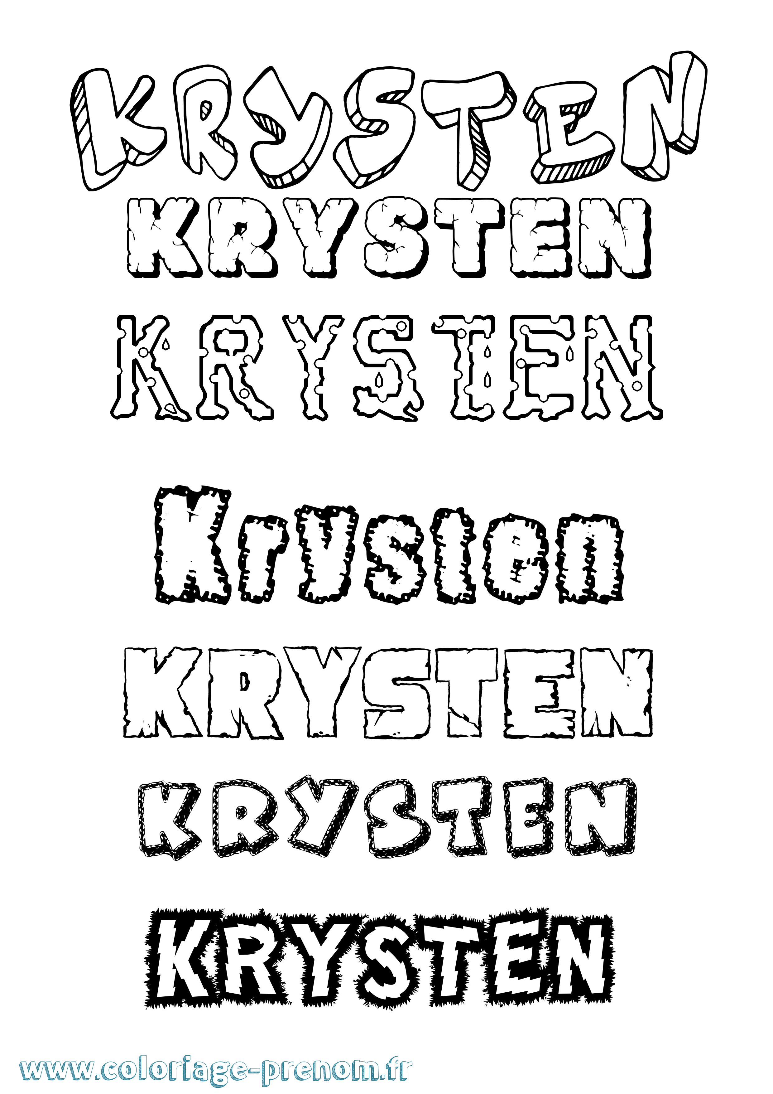 Coloriage Krysten Destructuré Coloriage prénom Krysten Destructuré
