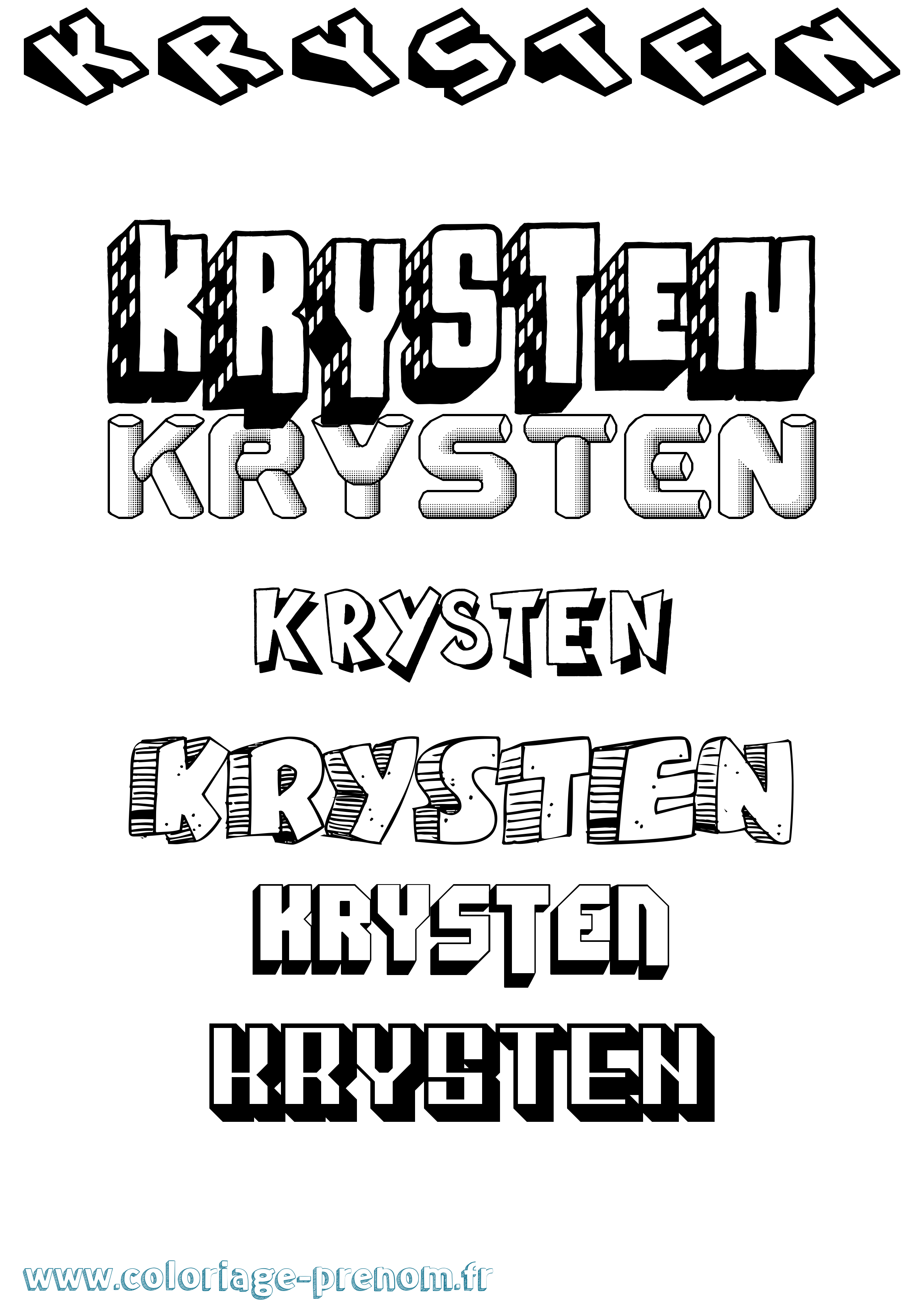 Coloriage Krysten Effet 3D Coloriage prénom Krysten Effet 3D