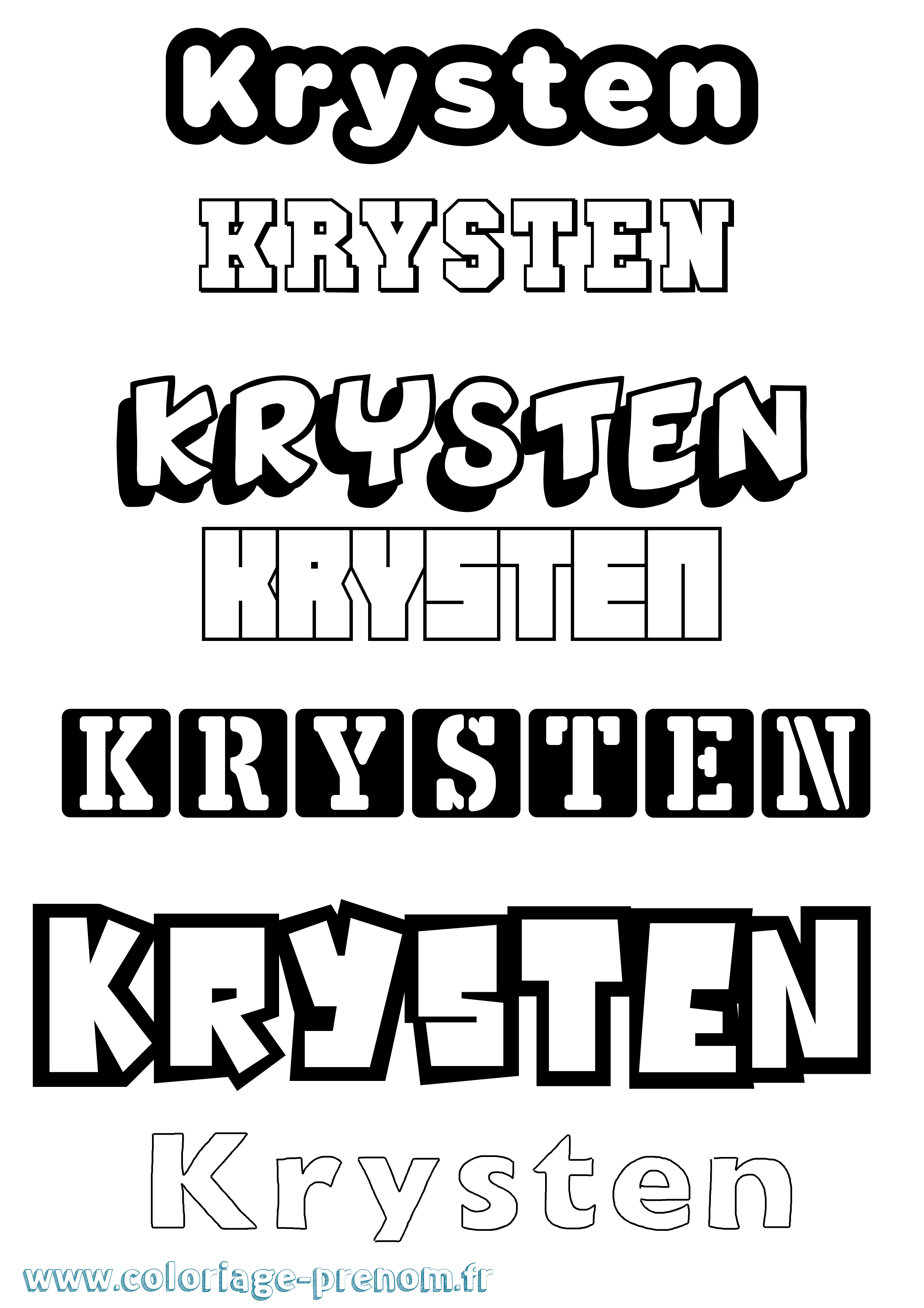 Coloriage Krysten Simple Coloriage prénom Krysten Simple