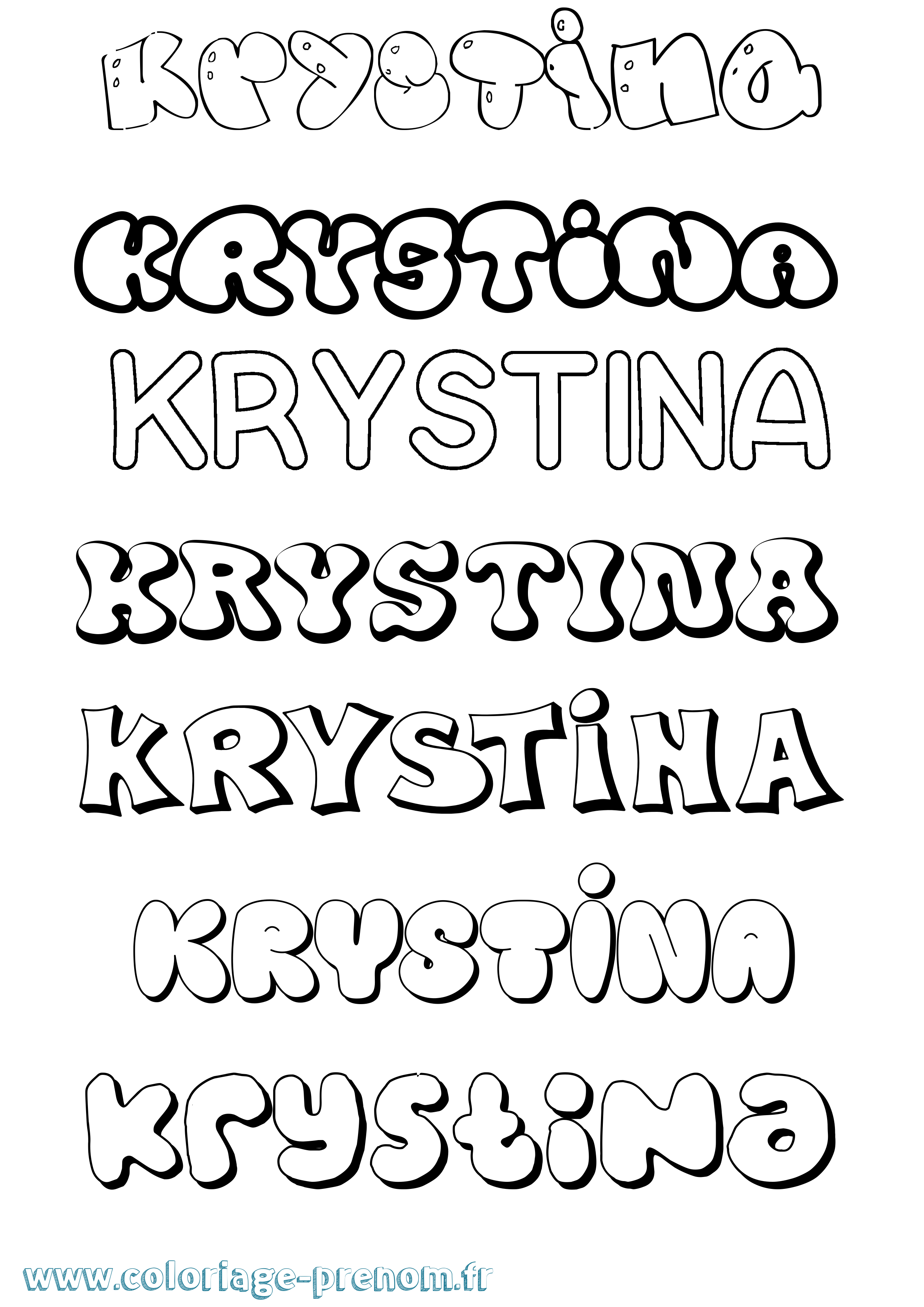 Coloriage Krystina Bubble Coloriage prénom Krystina Bubble