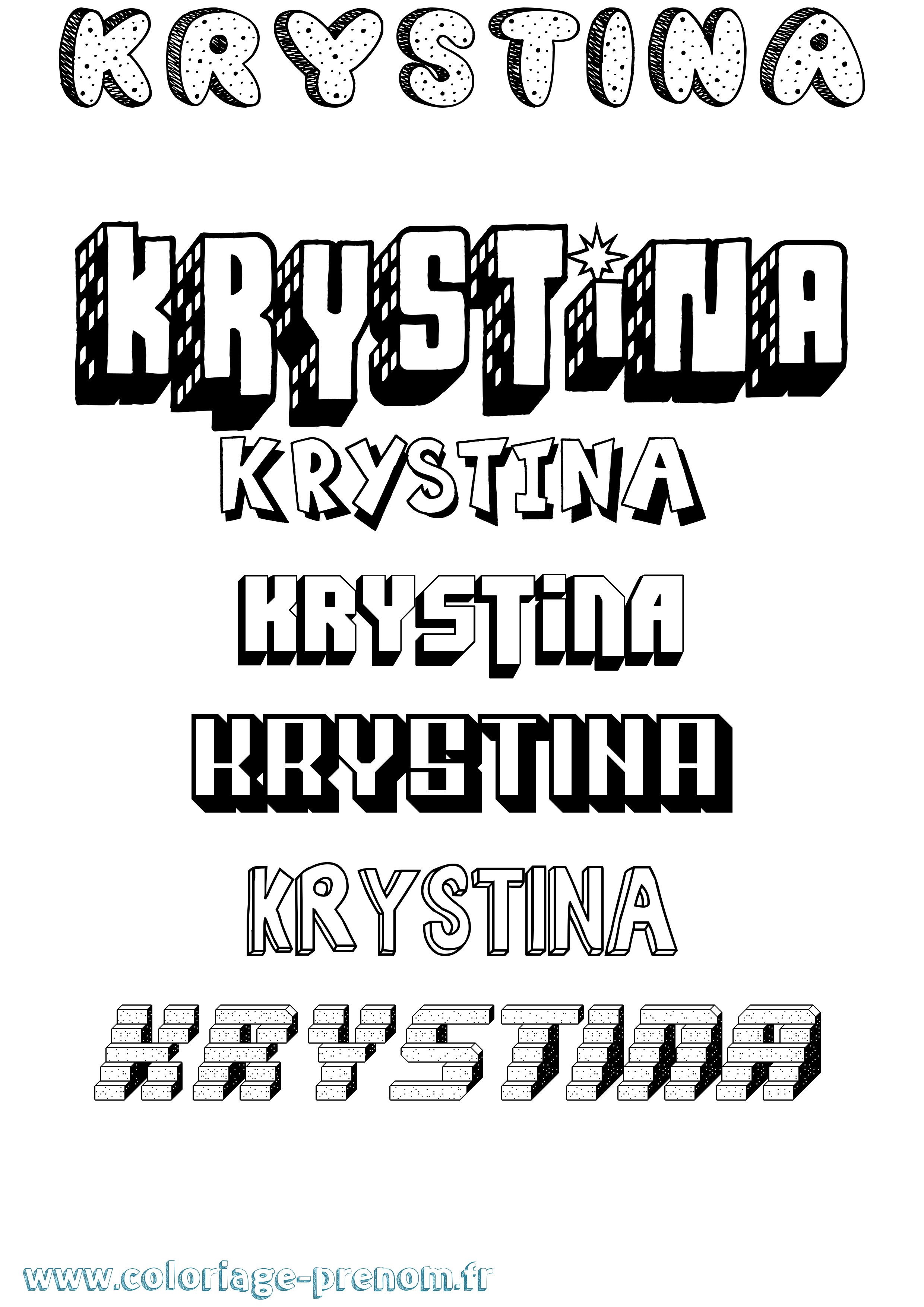 Coloriage Krystina Effet 3D Coloriage prénom Krystina Effet 3D