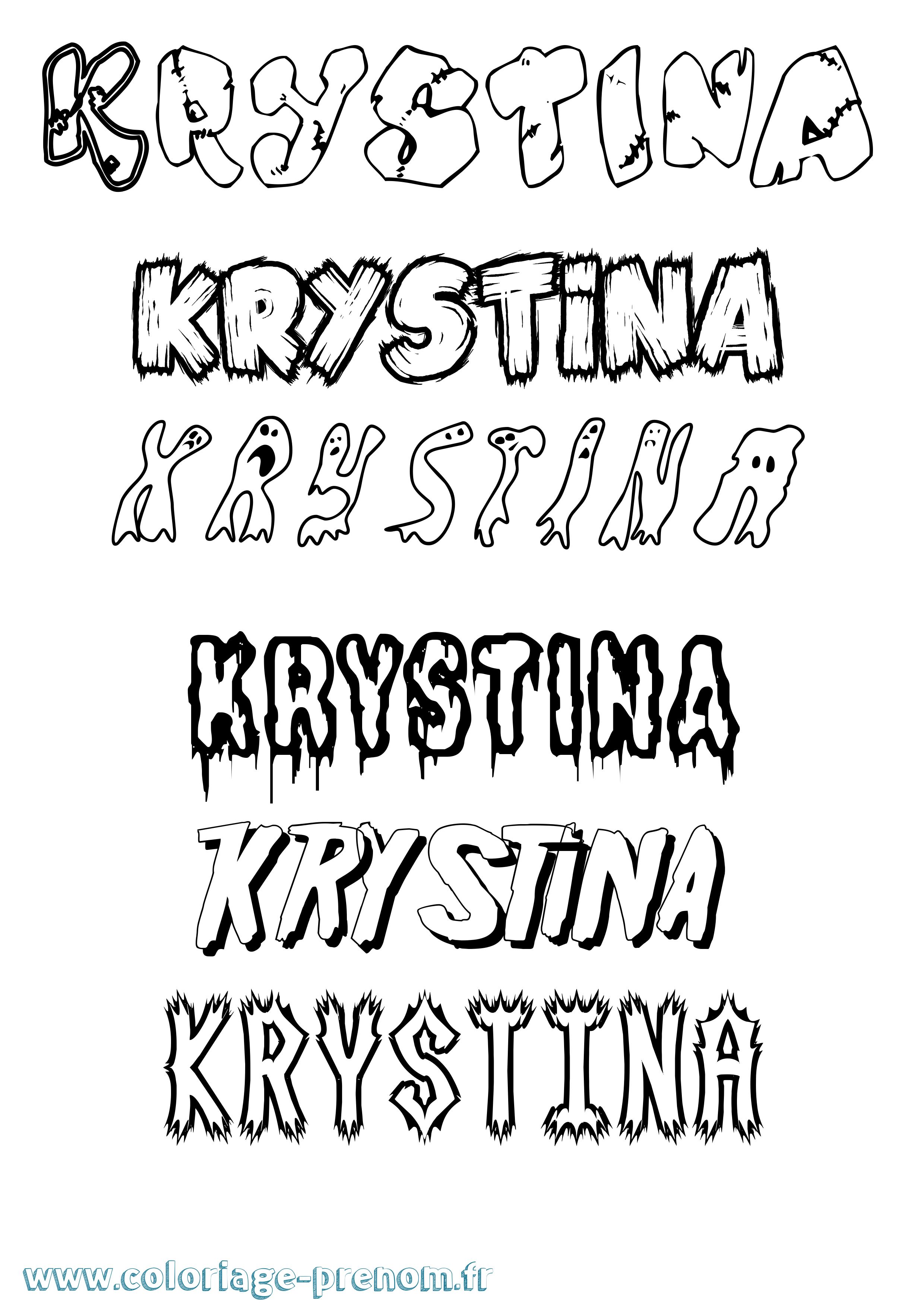 Coloriage Krystina Frisson Coloriage prénom Krystina Frisson