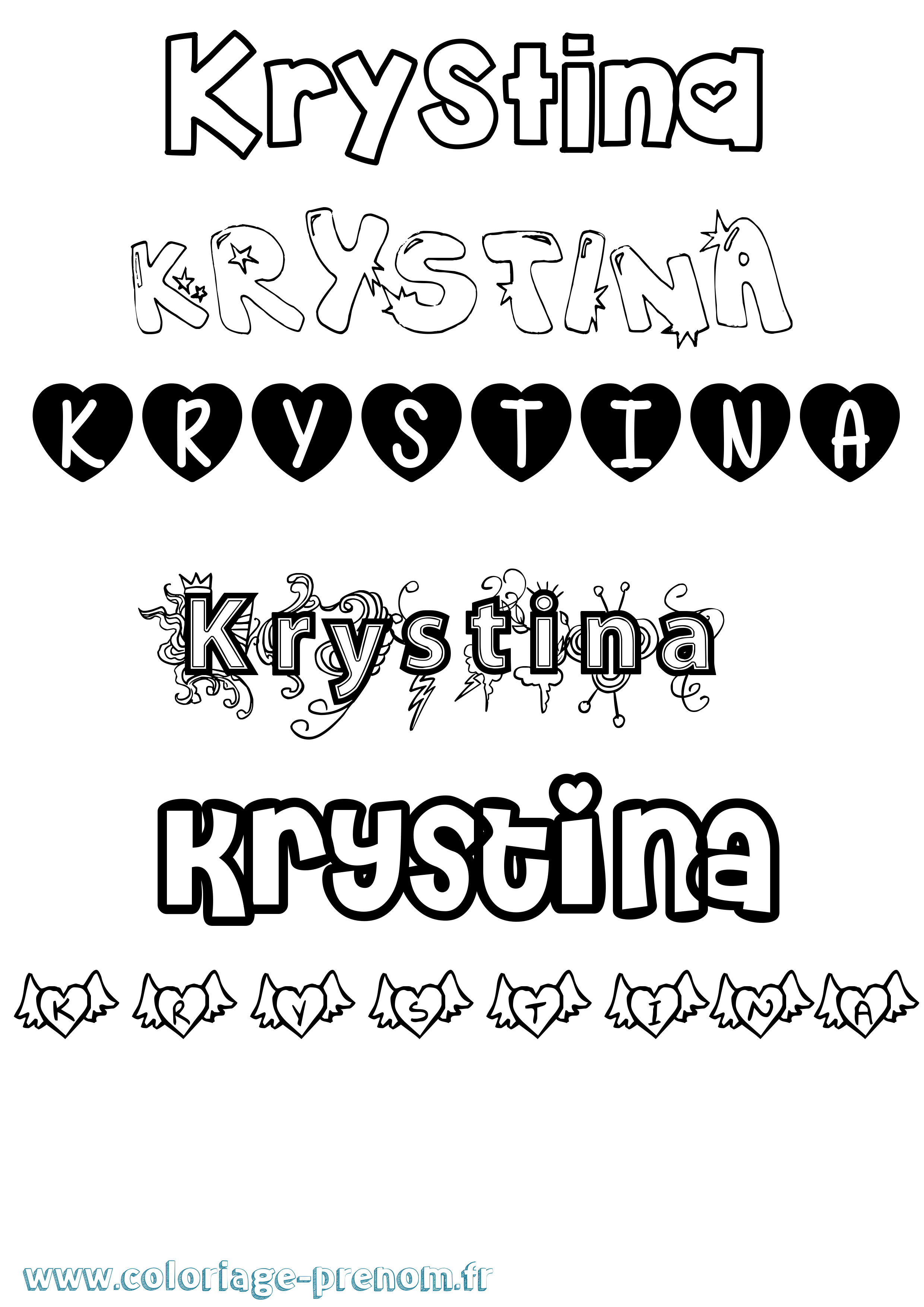 Coloriage Krystina Girly Coloriage prénom Krystina Girly