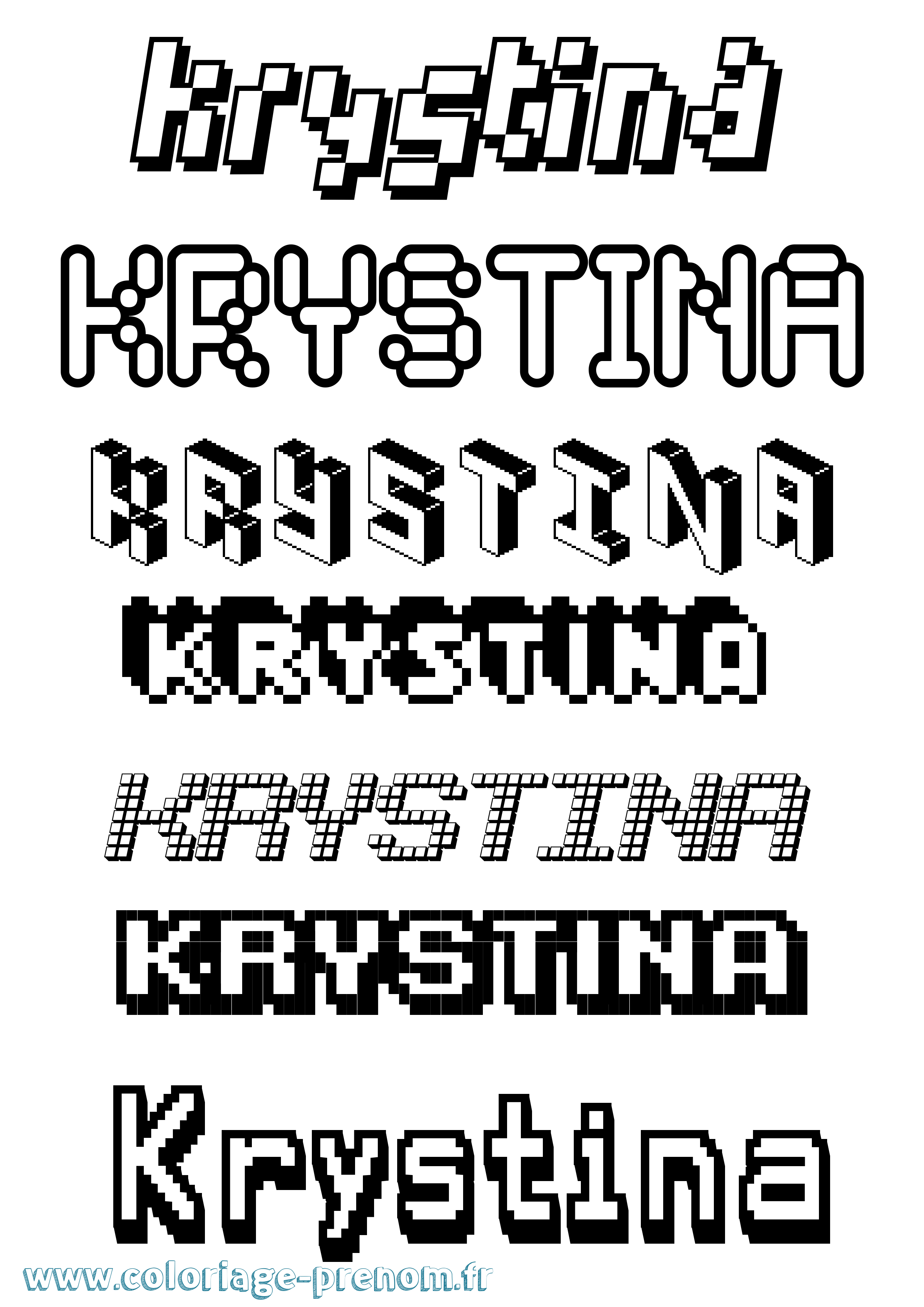 Coloriage Krystina Pixel Coloriage prénom Krystina Pixel