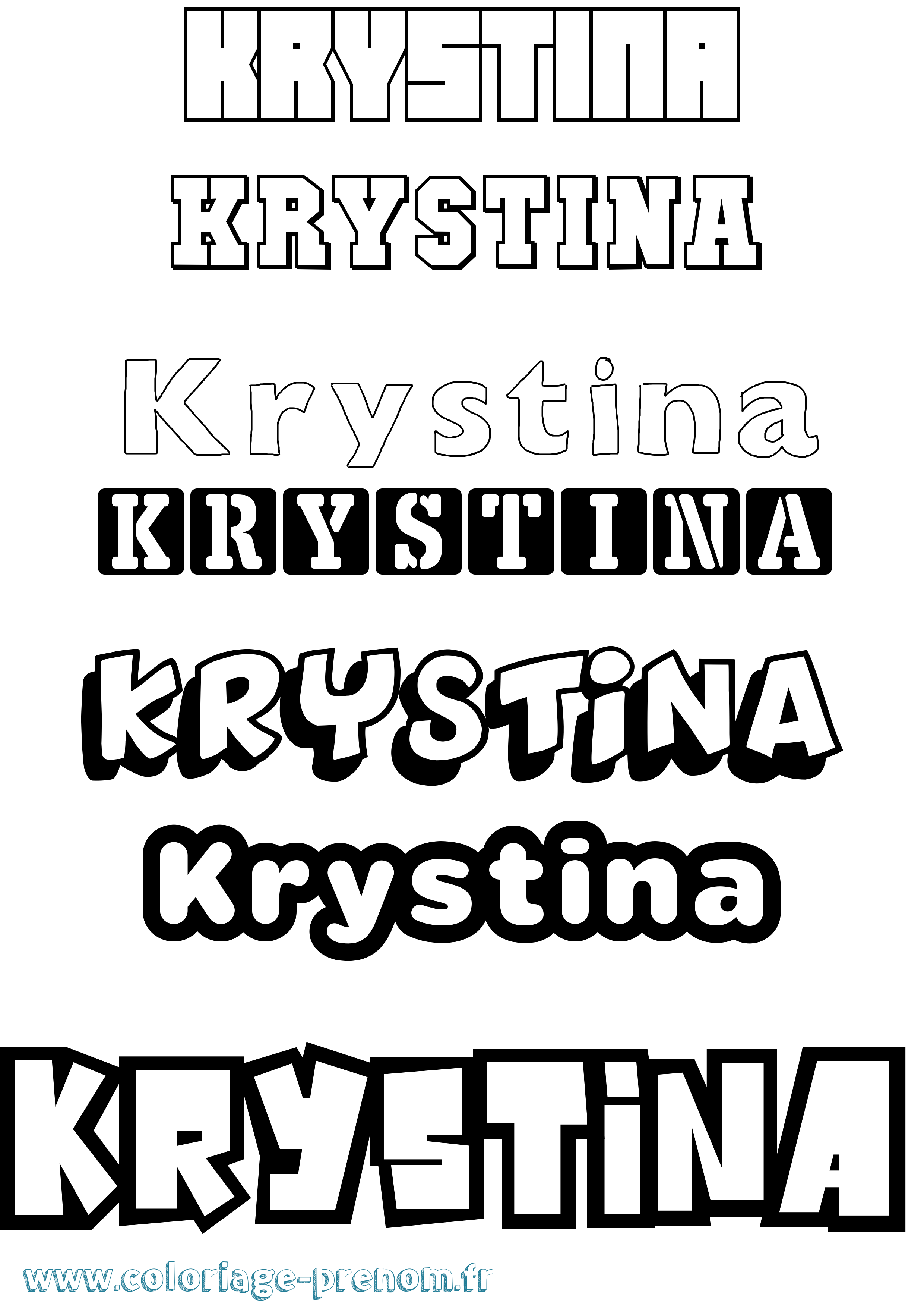 Coloriage Krystina Simple Coloriage prénom Krystina Simple