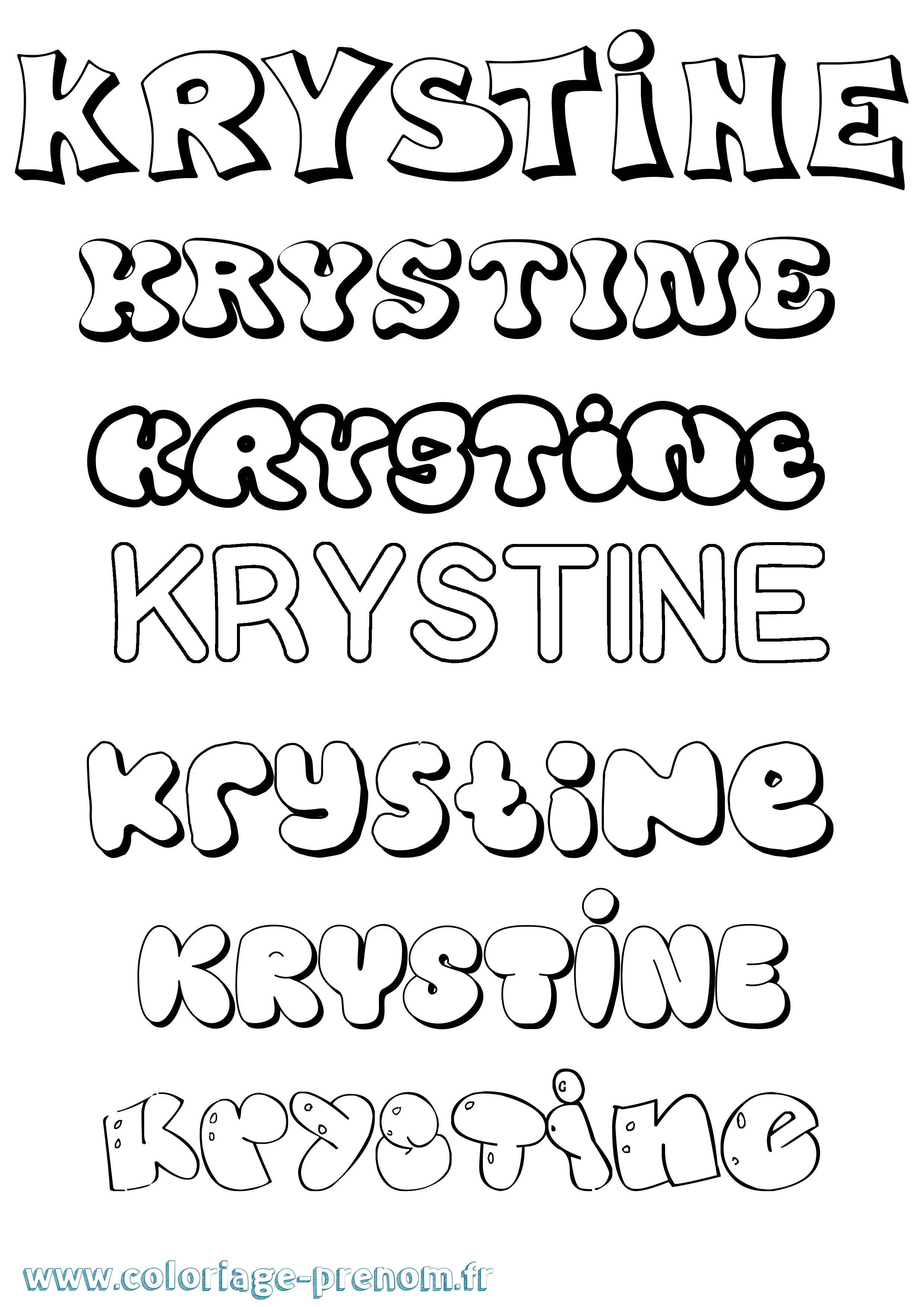 Coloriage Krystine Bubble Coloriage prénom Krystine Bubble