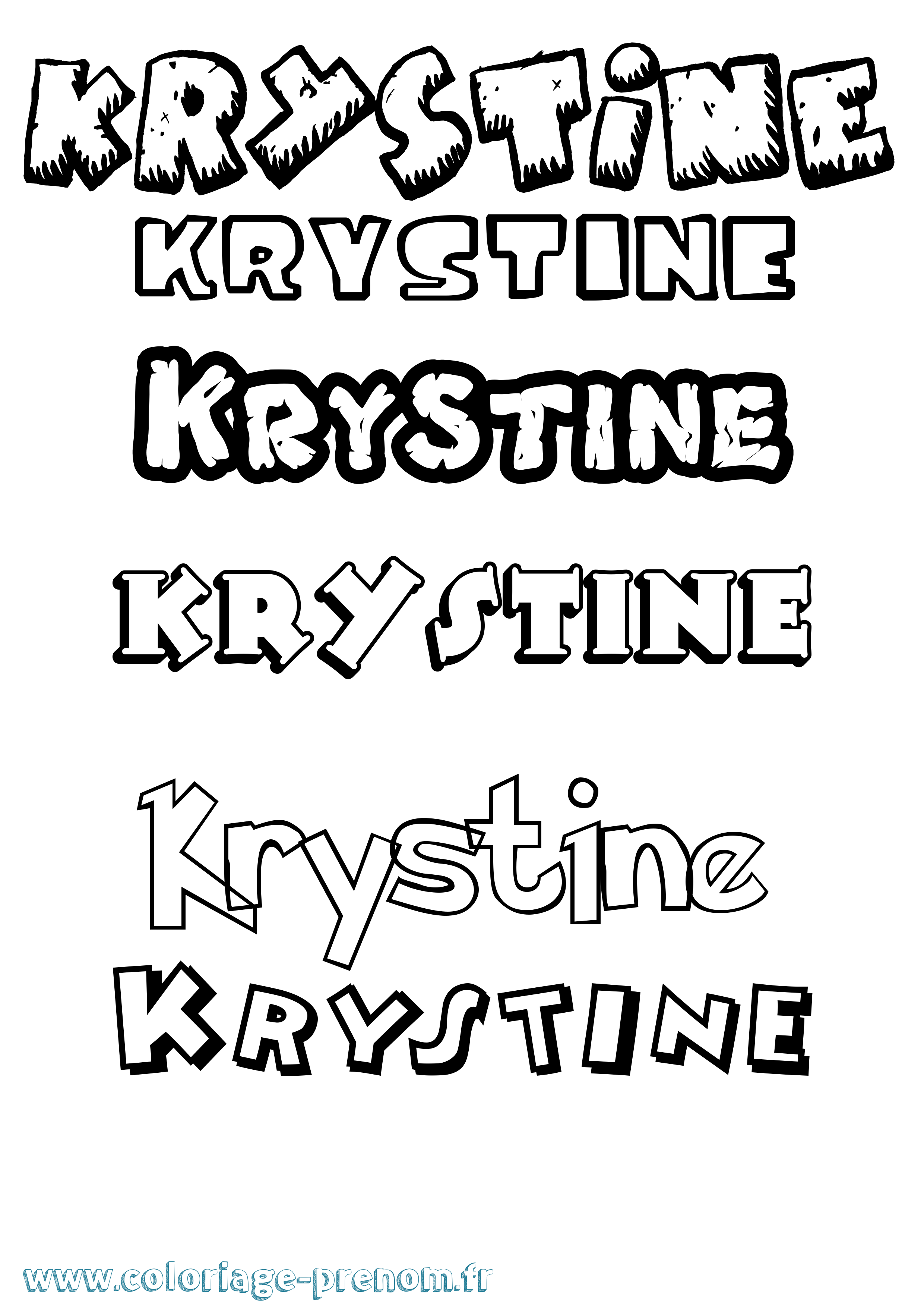 Coloriage Krystine Dessin Animé Coloriage prénom Krystine Dessin Animé