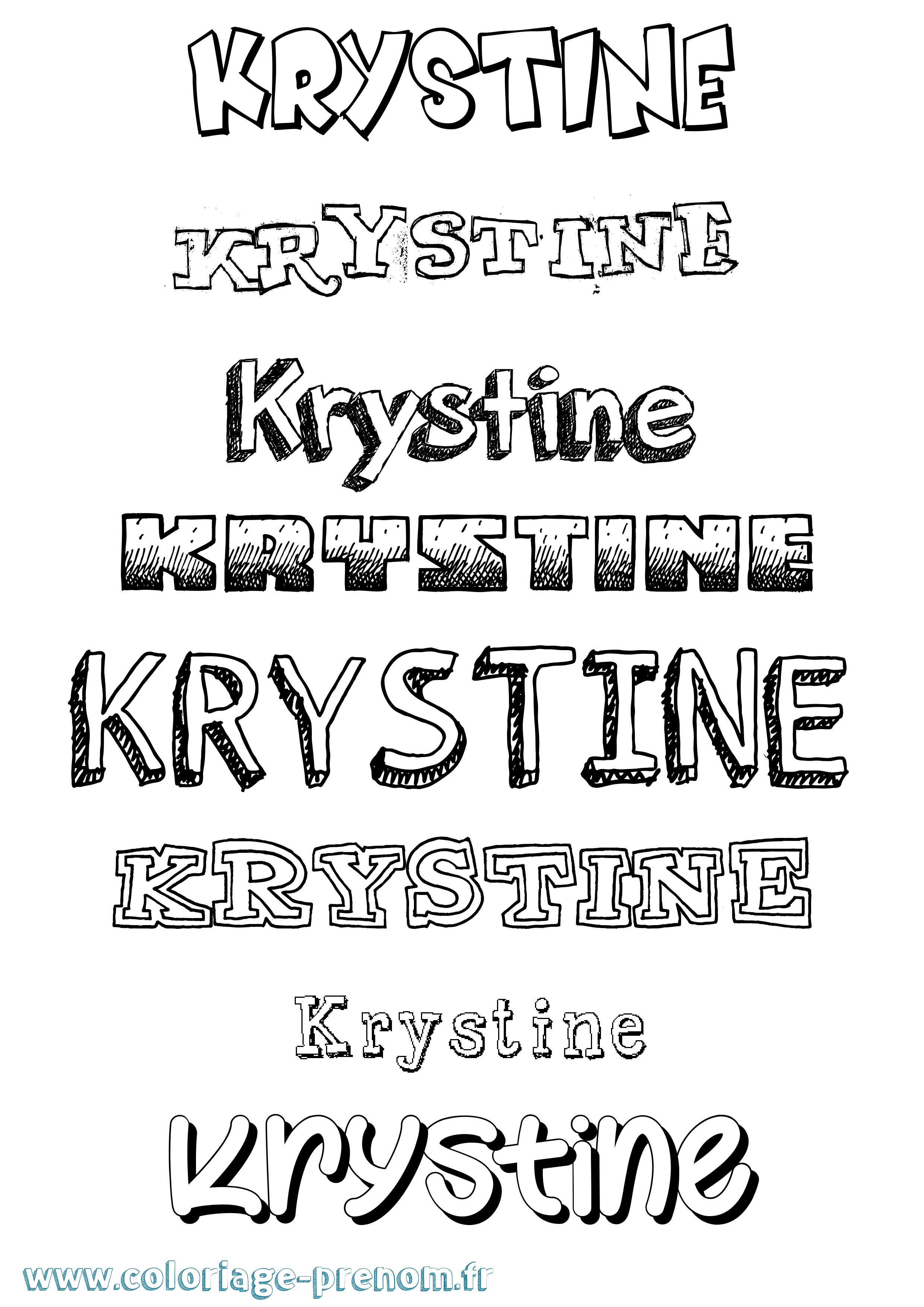 Coloriage Krystine Dessiné Coloriage prénom Krystine Dessiné