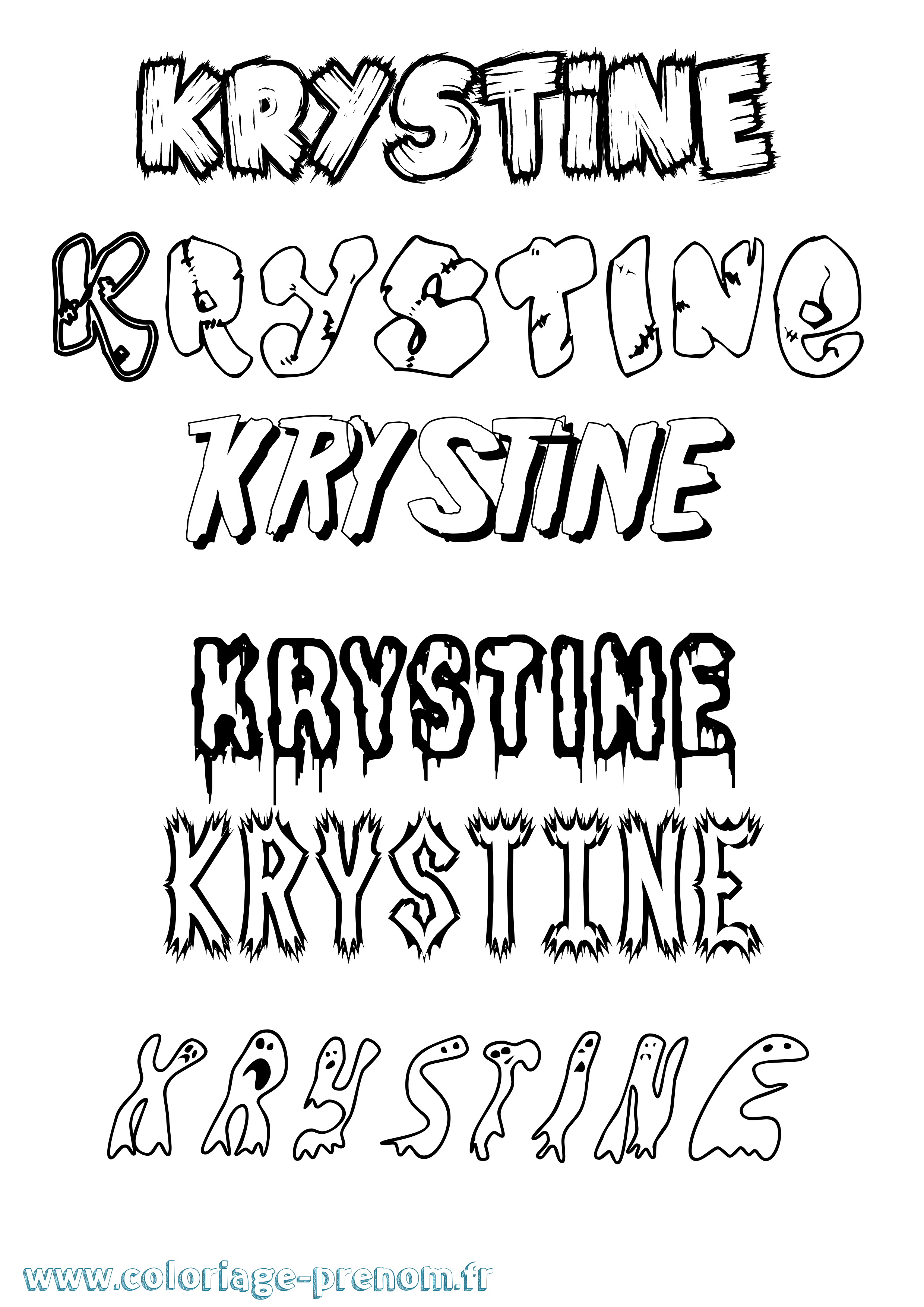 Coloriage Krystine Frisson Coloriage prénom Krystine Frisson