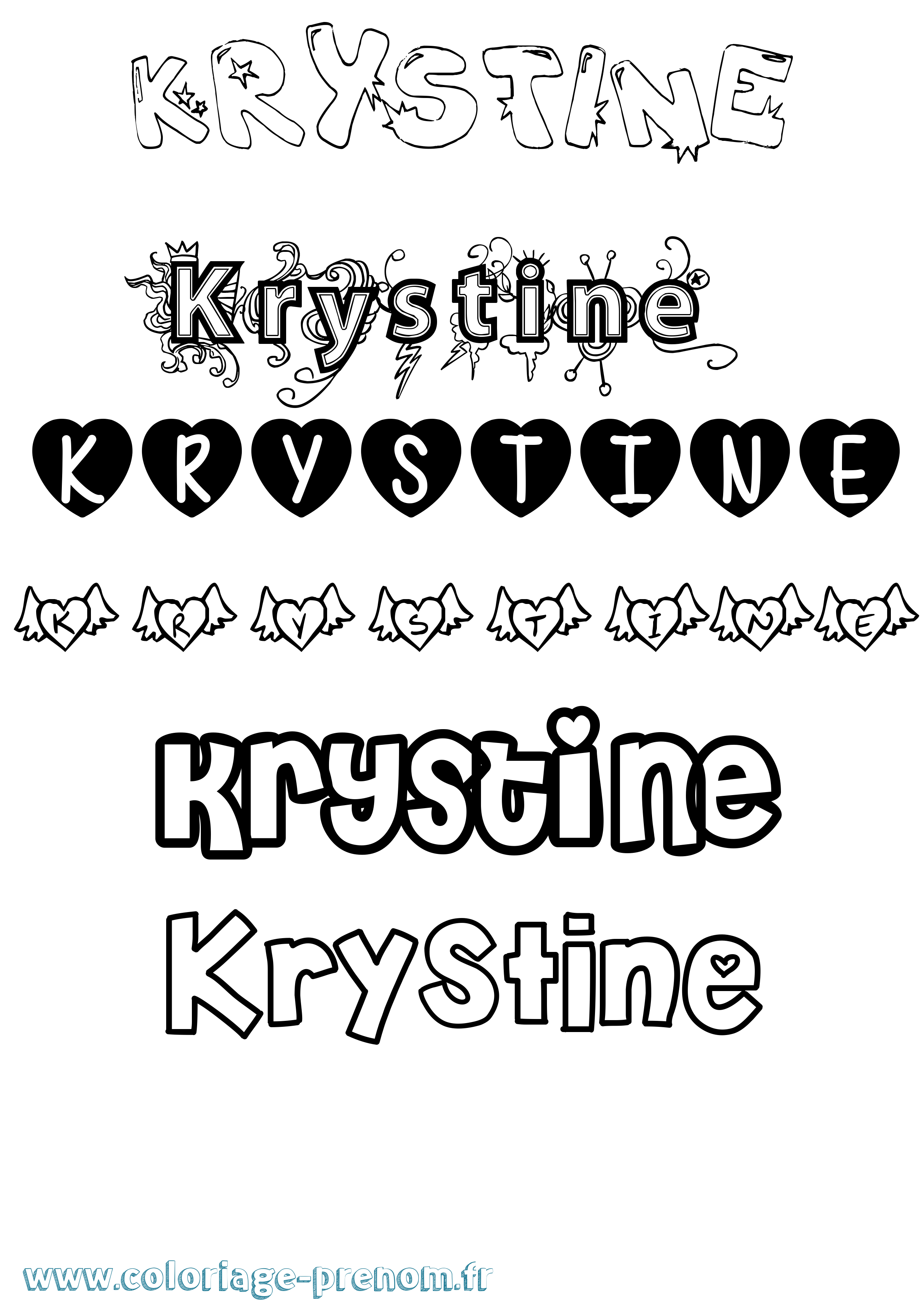Coloriage Krystine Girly Coloriage prénom Krystine Girly