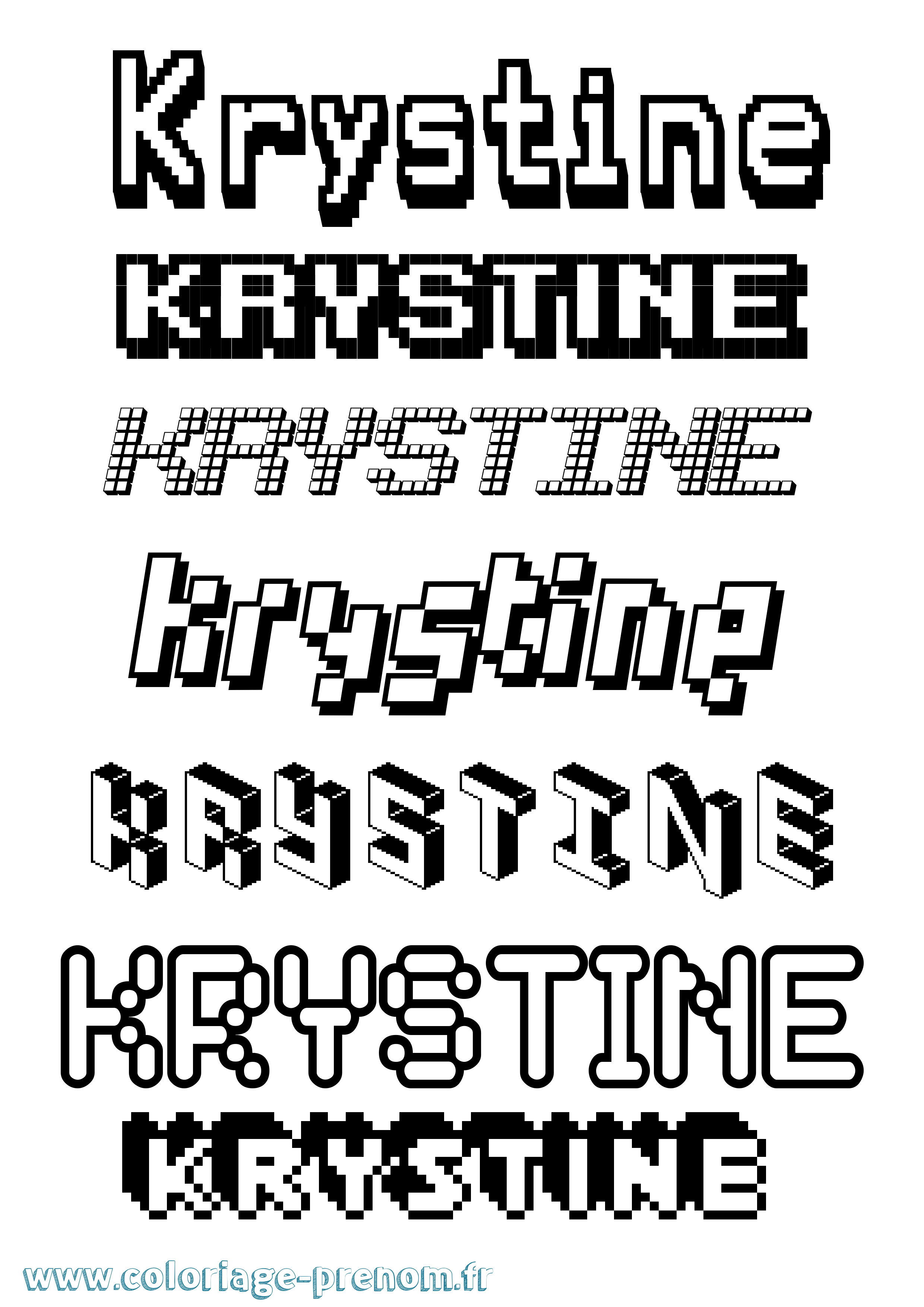 Coloriage Krystine Pixel Coloriage prénom Krystine Pixel