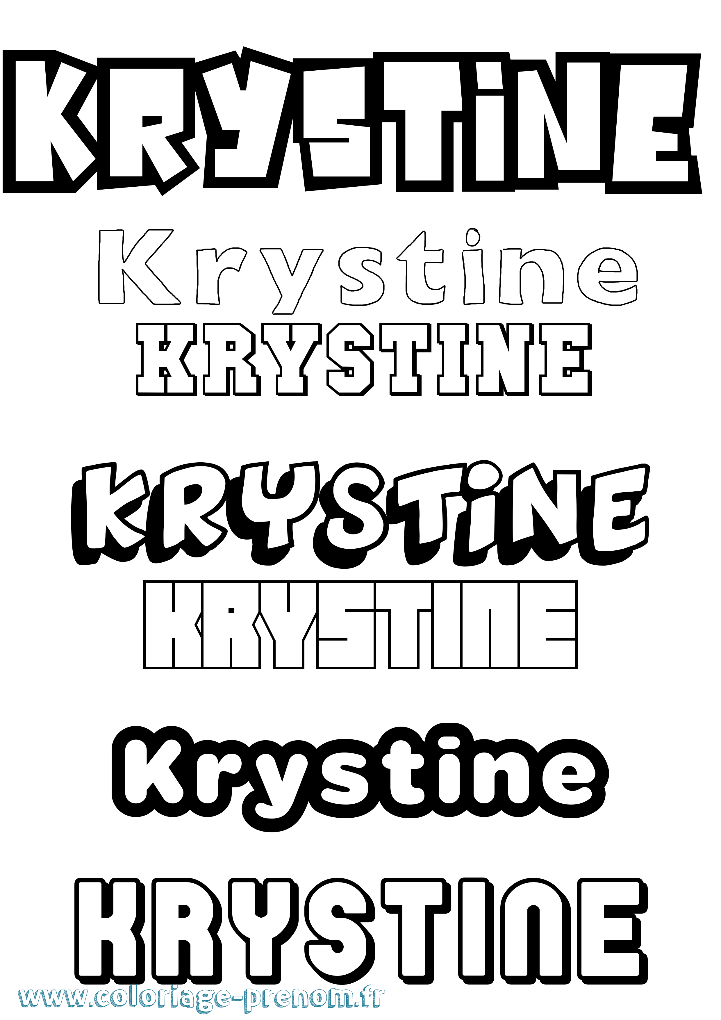 Coloriage Krystine Simple Coloriage prénom Krystine Simple